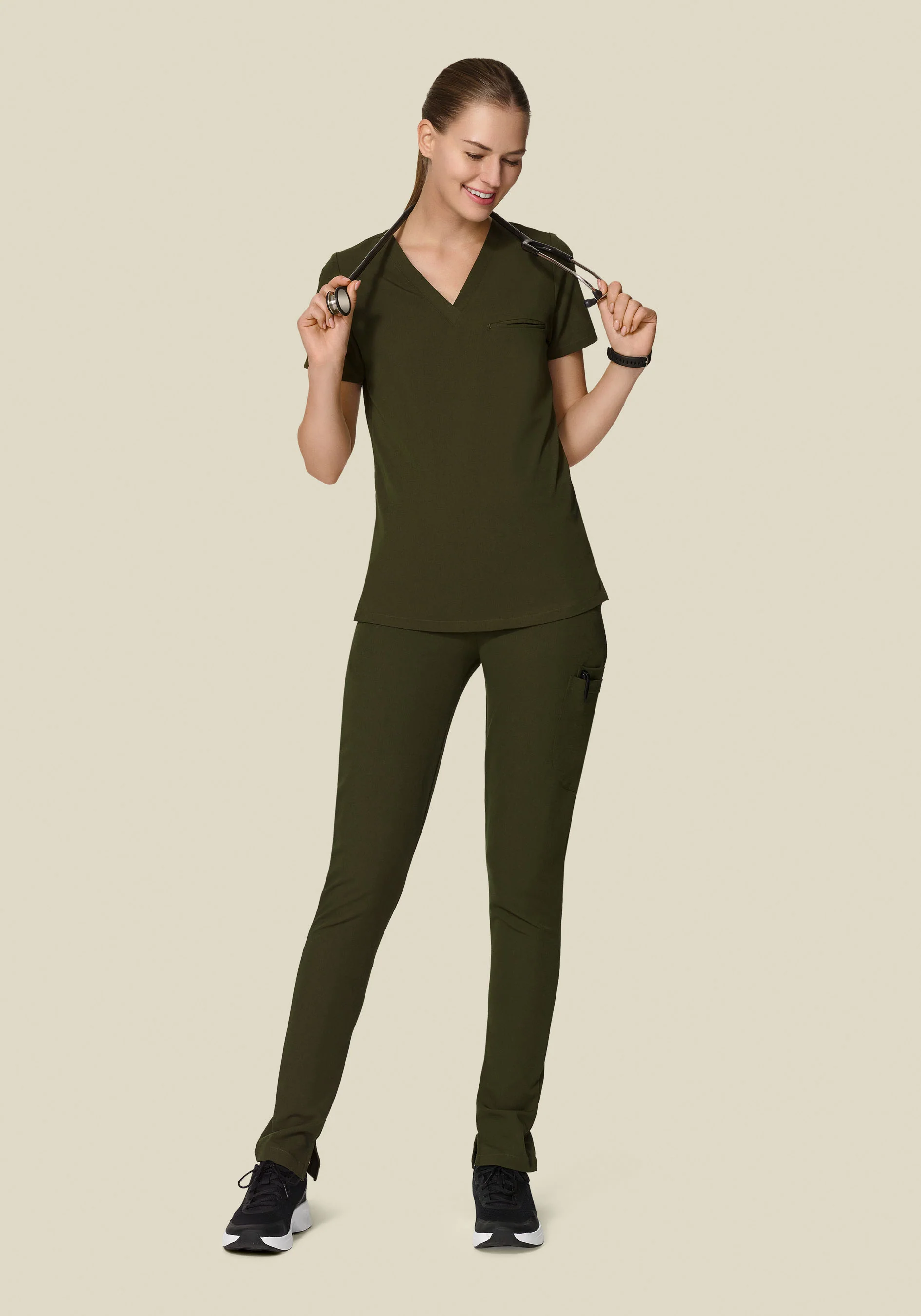 6 Pocket Slim Pants Olive - Image 3