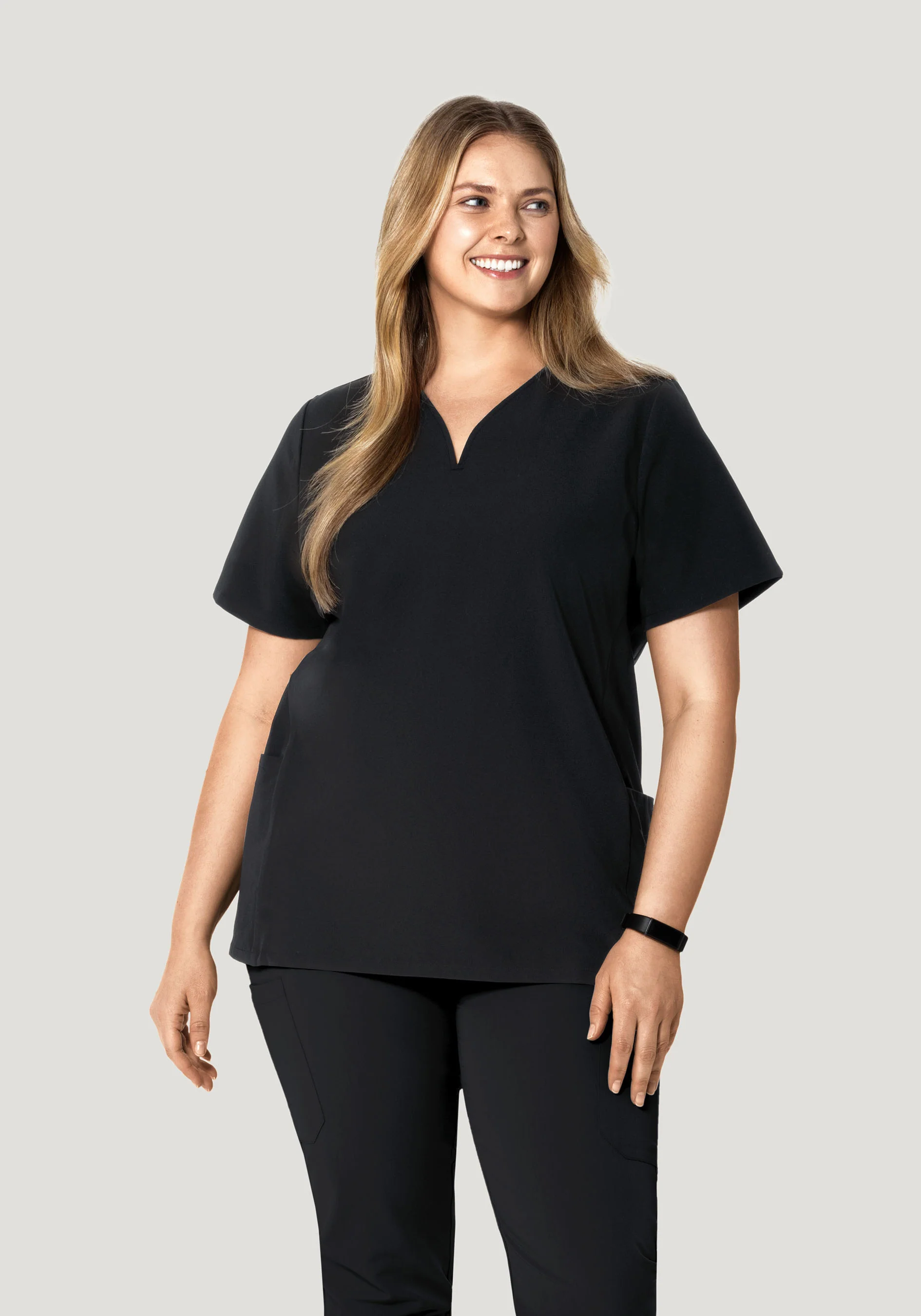 Curved V-Neck Top Black - Image 9