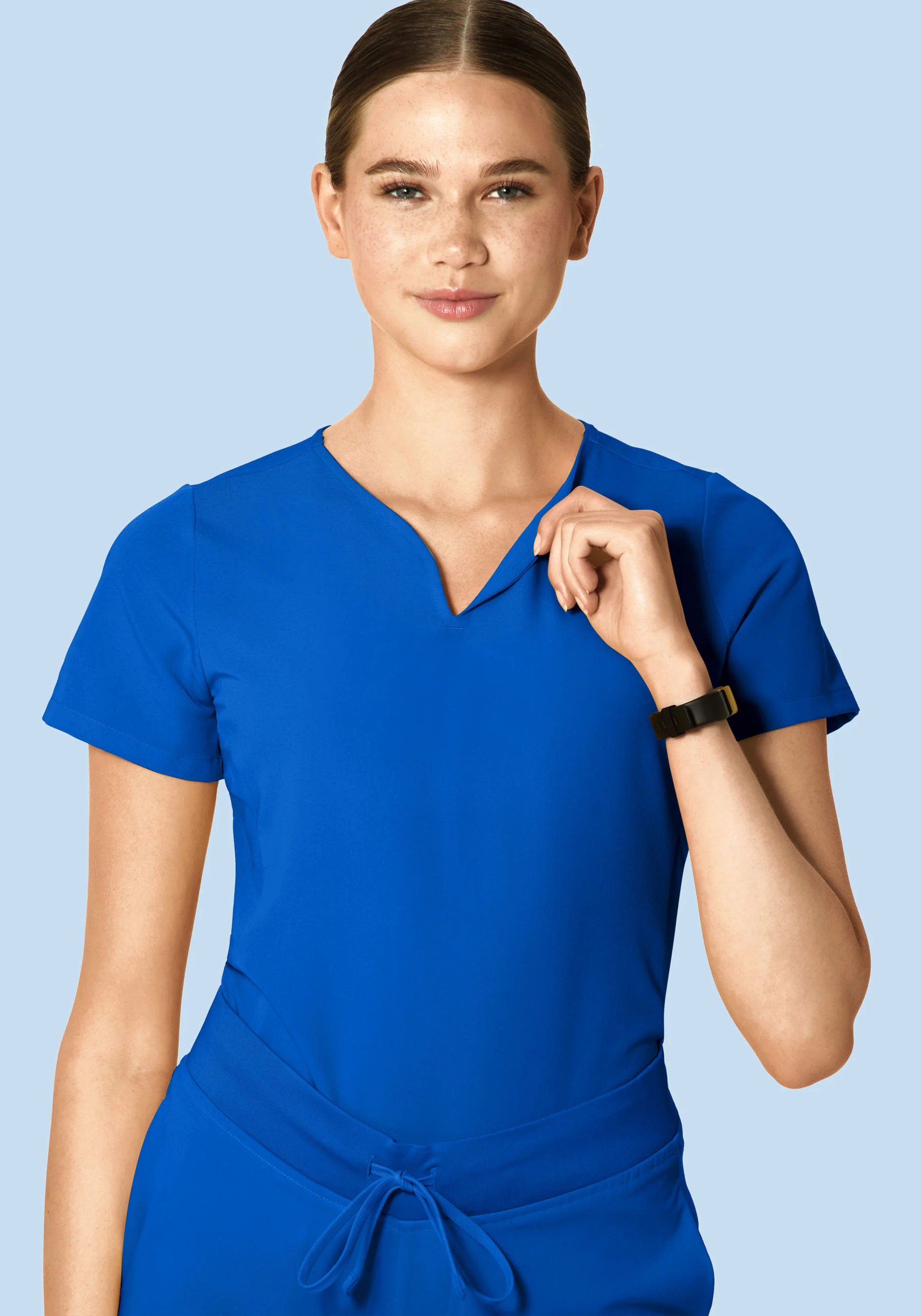 Curved V-Neck Top Cobalt - Image 3