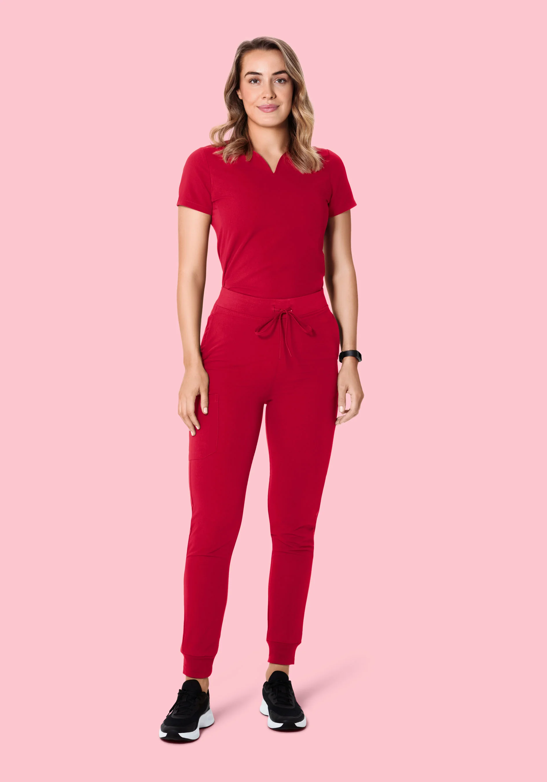 Curved V-Neck Top Crimson - Image 3