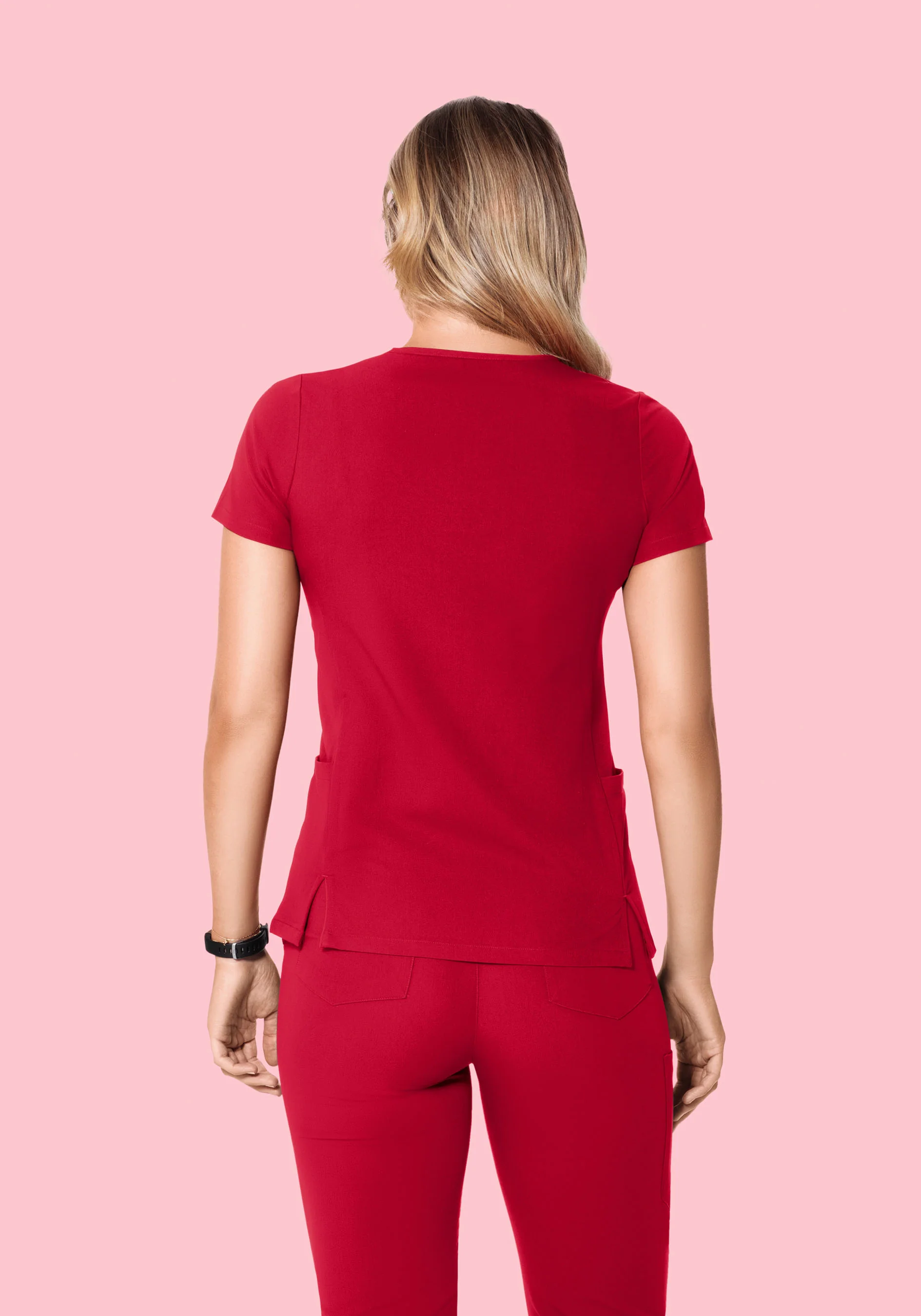Curved V-Neck Top Crimson - Image 4