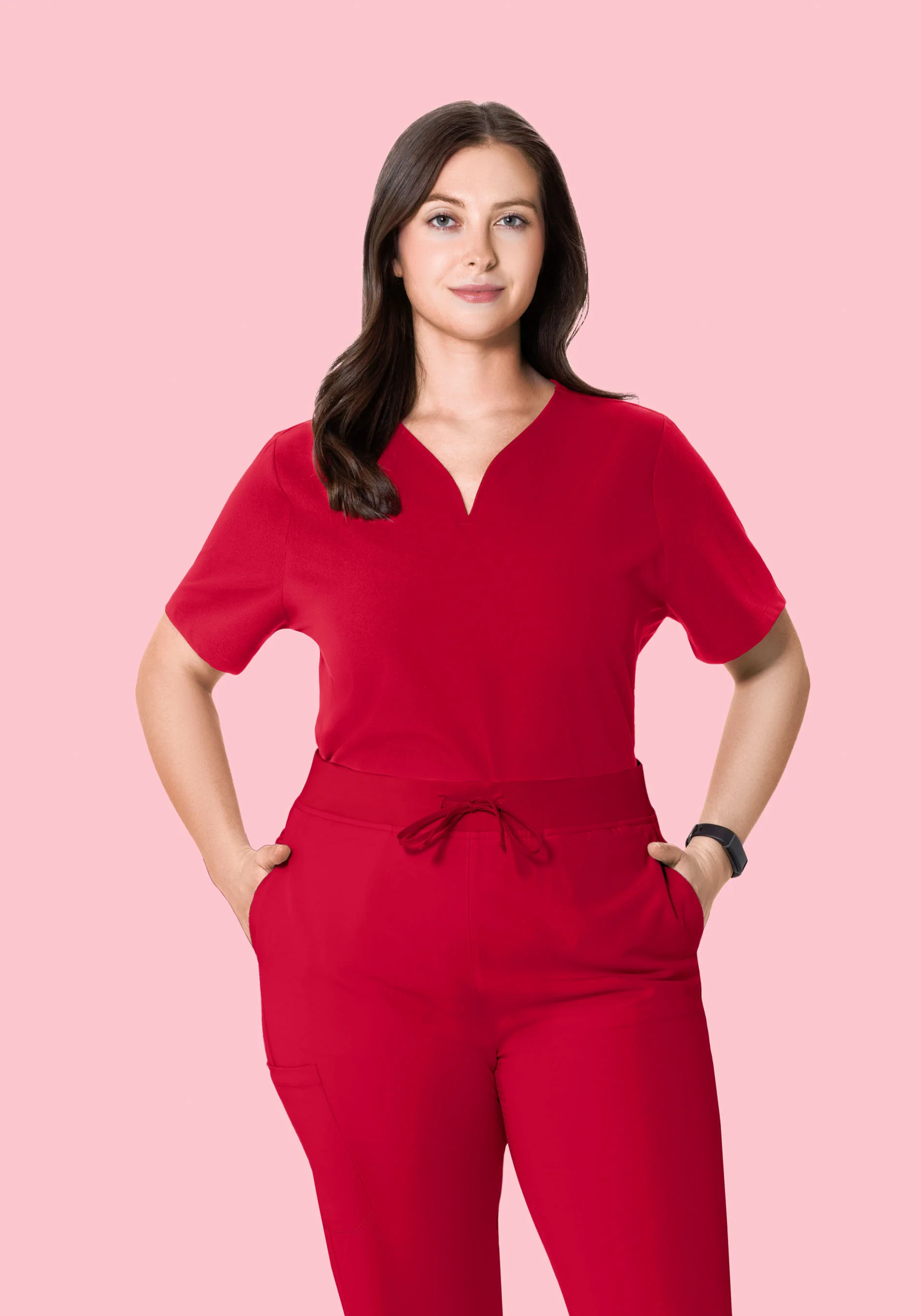 Curved V-Neck Top Crimson - Image 6
