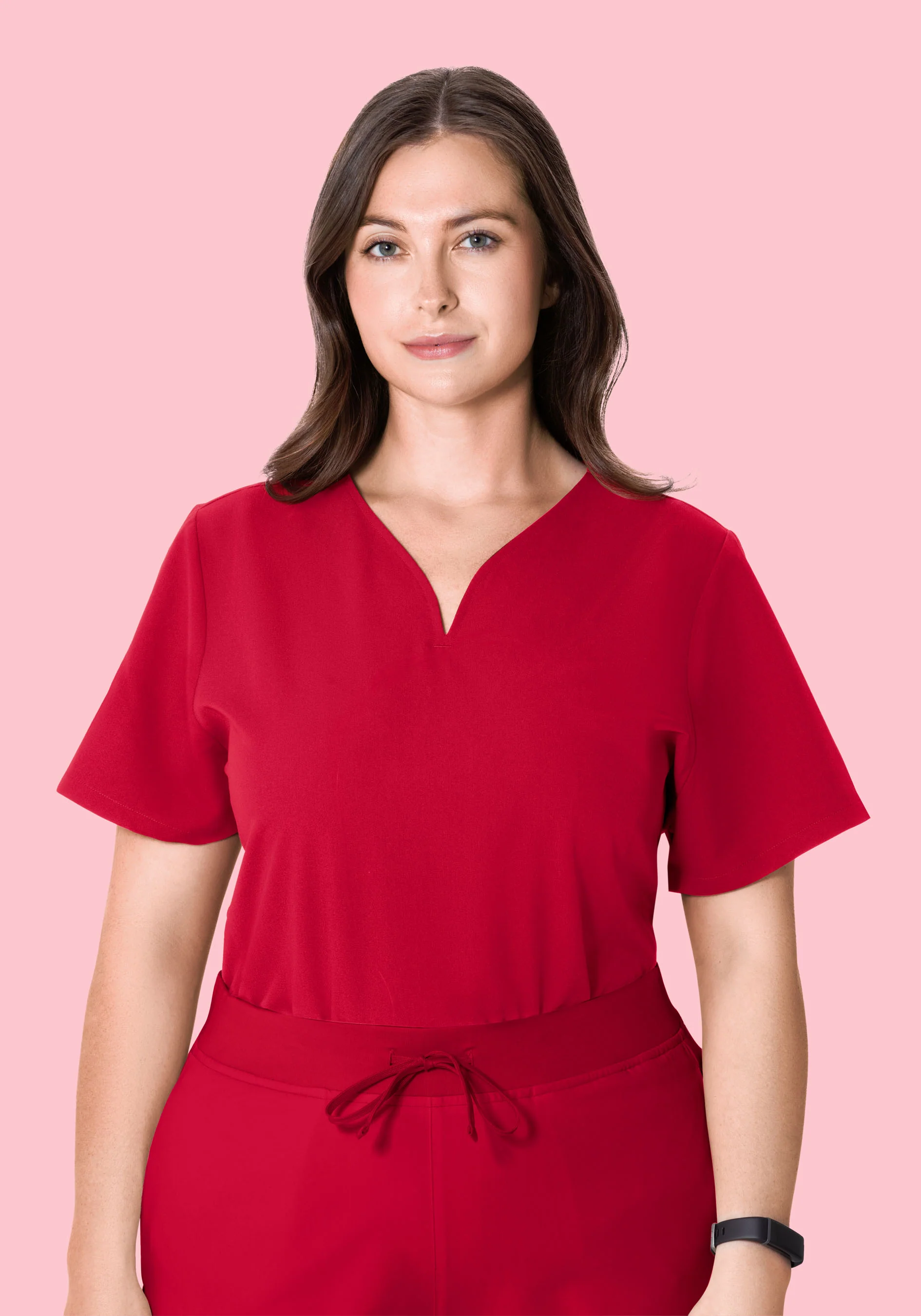Curved V-Neck Top Crimson - Image 7