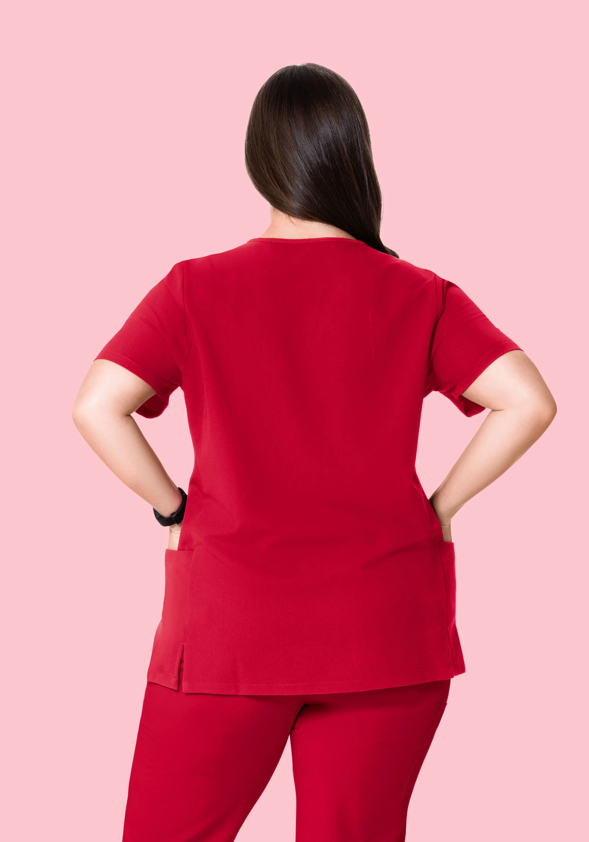 Curved V-Neck Top Crimson - Image 8