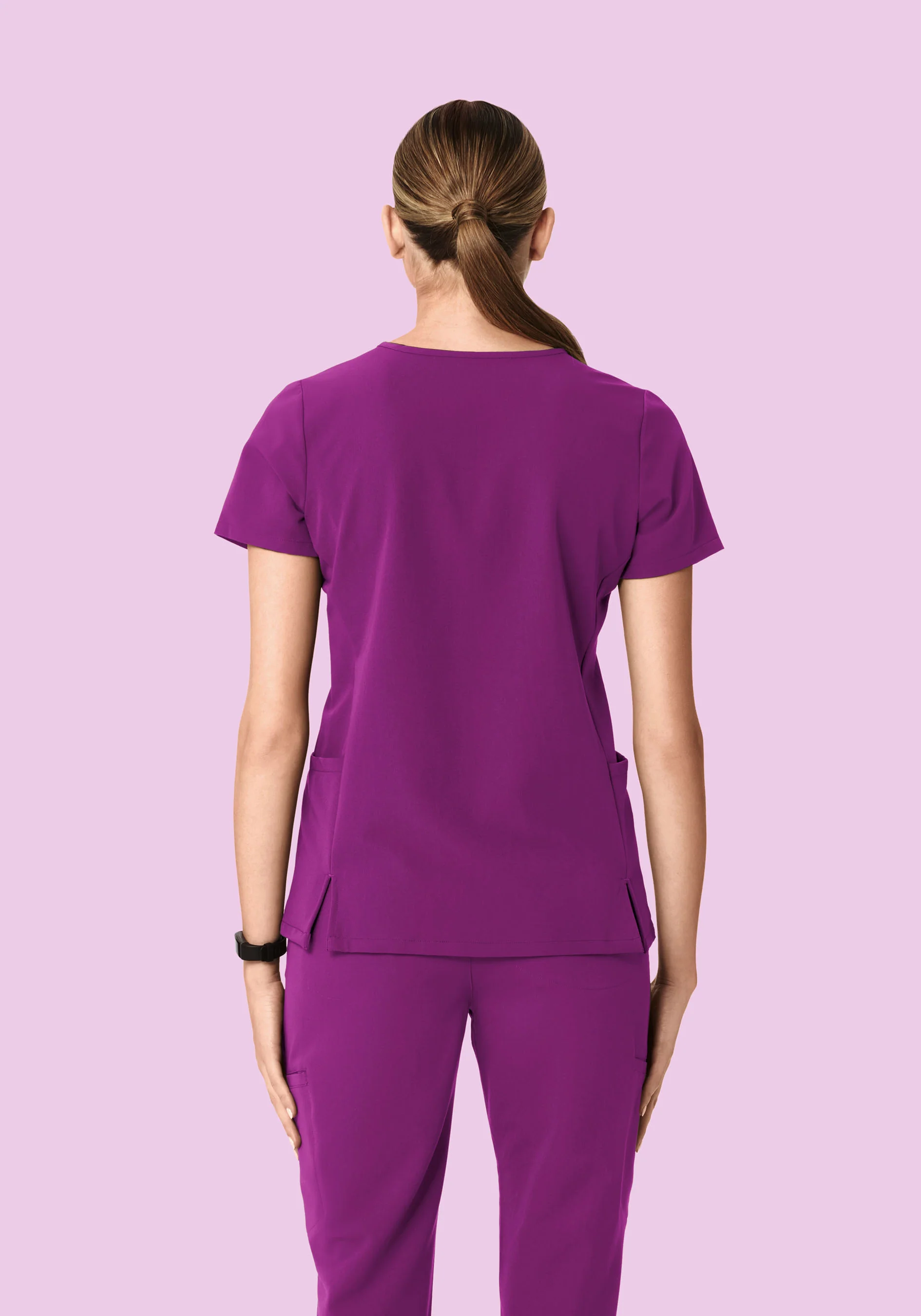 Curved V-Neck Top Dark Orchid - Image 4