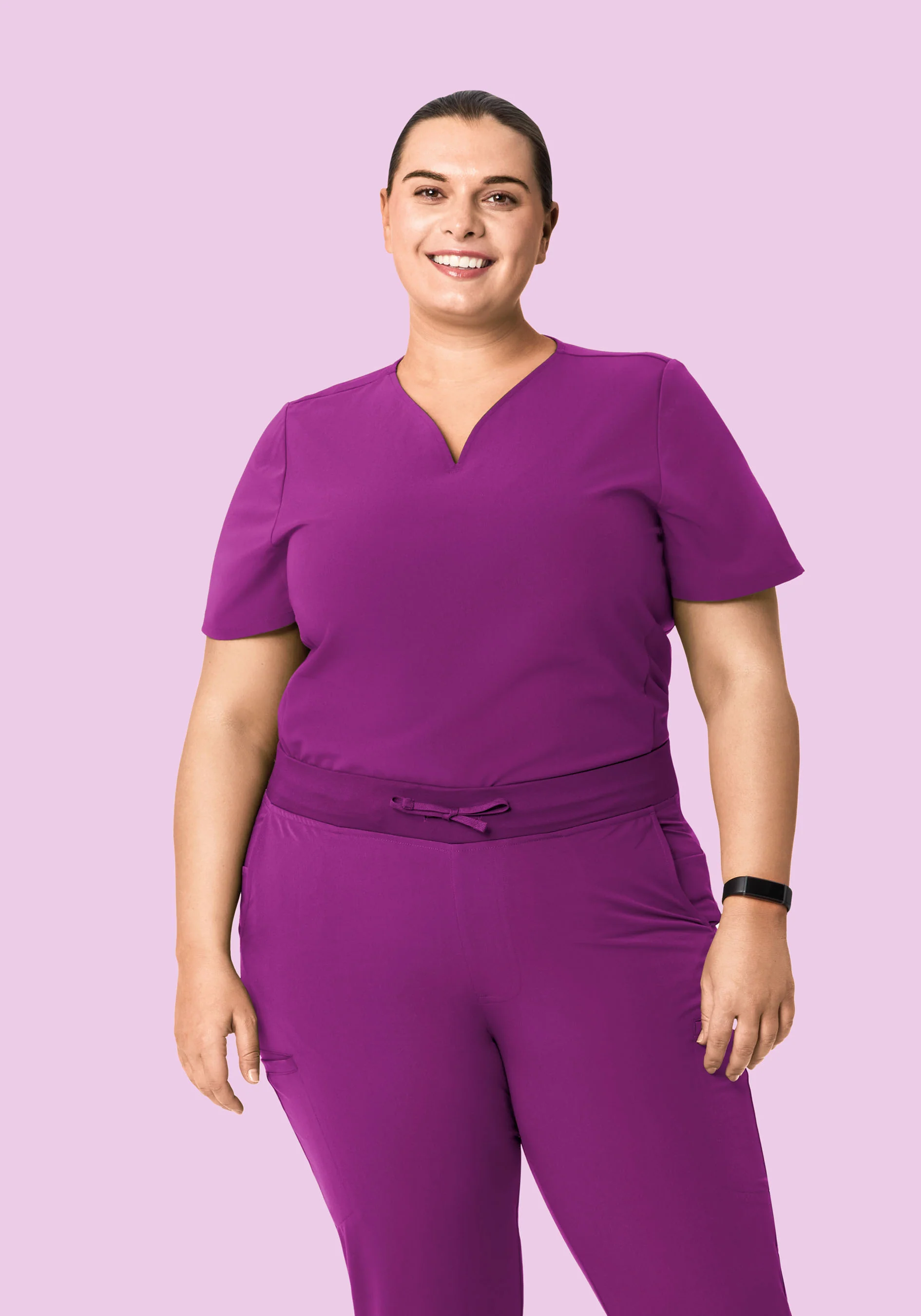 Curved V-Neck Top Dark Orchid - Image 6