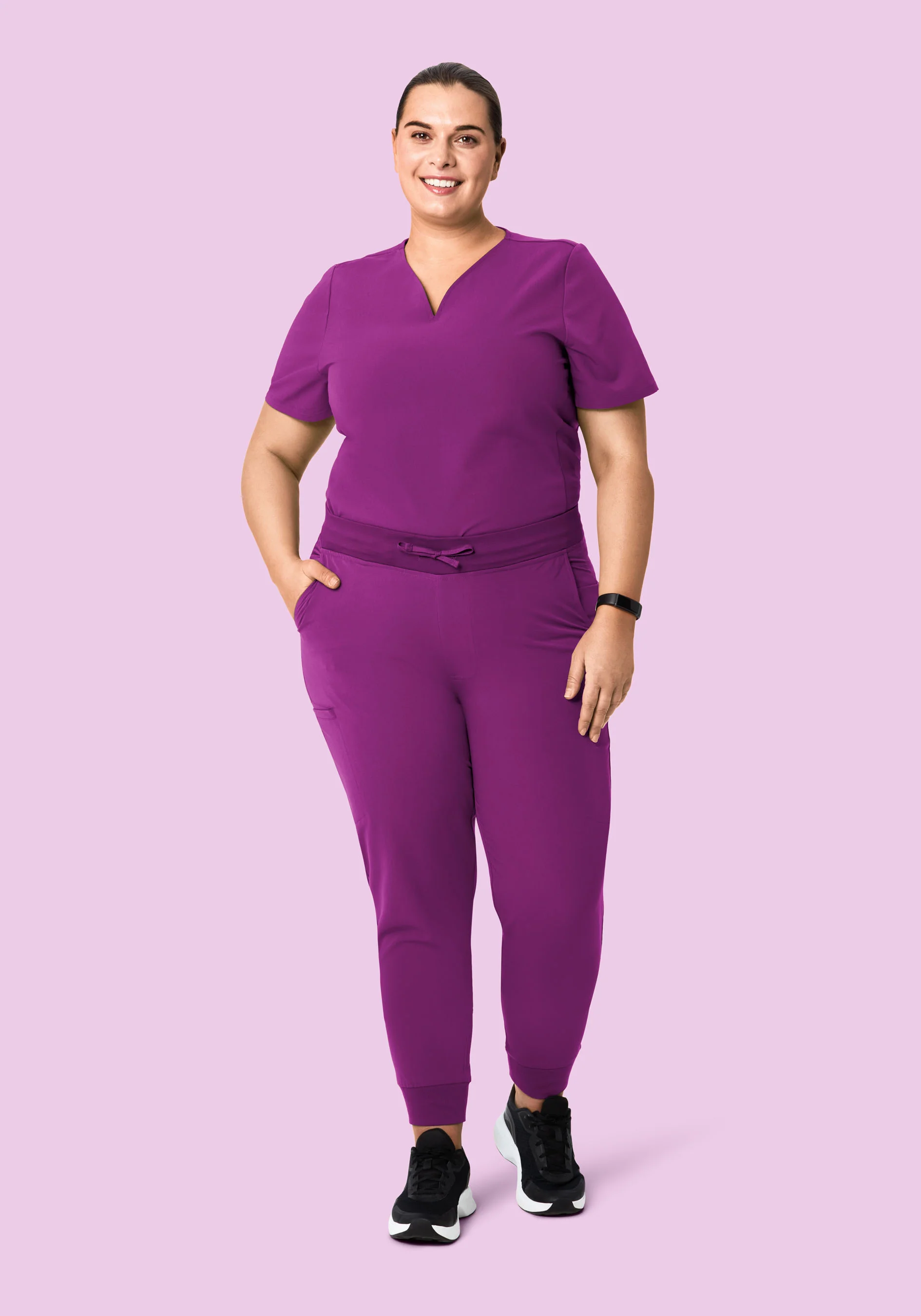 Curved V-Neck Top Dark Orchid - Image 7