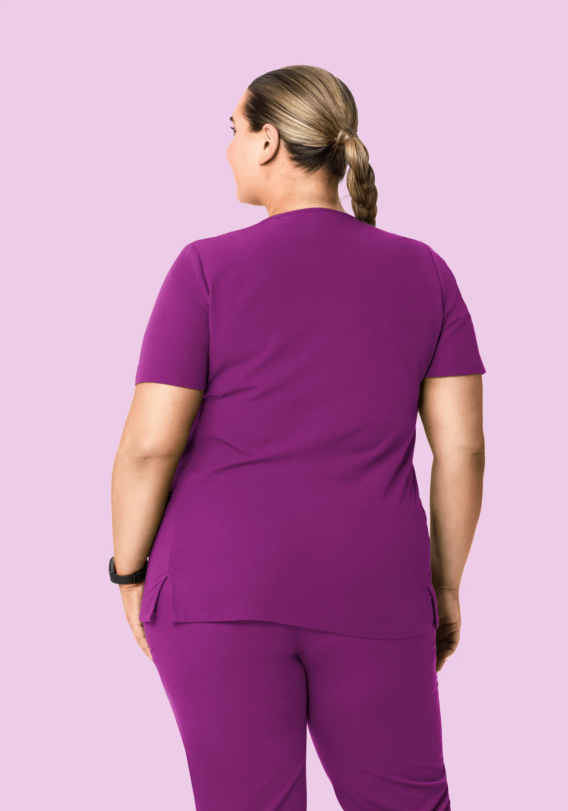 Curved V-Neck Top Dark Orchid - Image 8