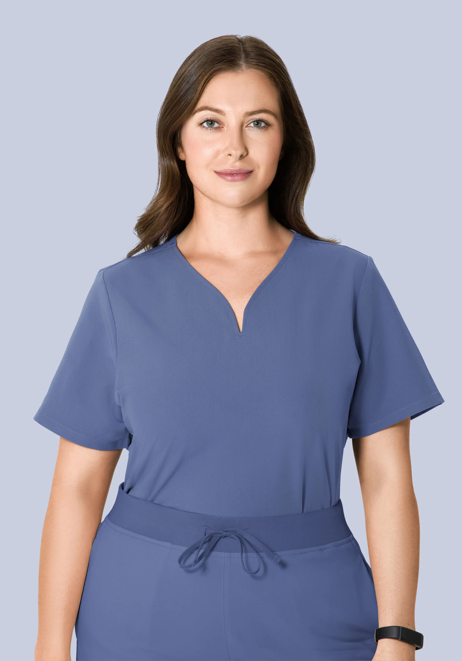 Curved V-Neck Top Deep Periwinkle - Image 6