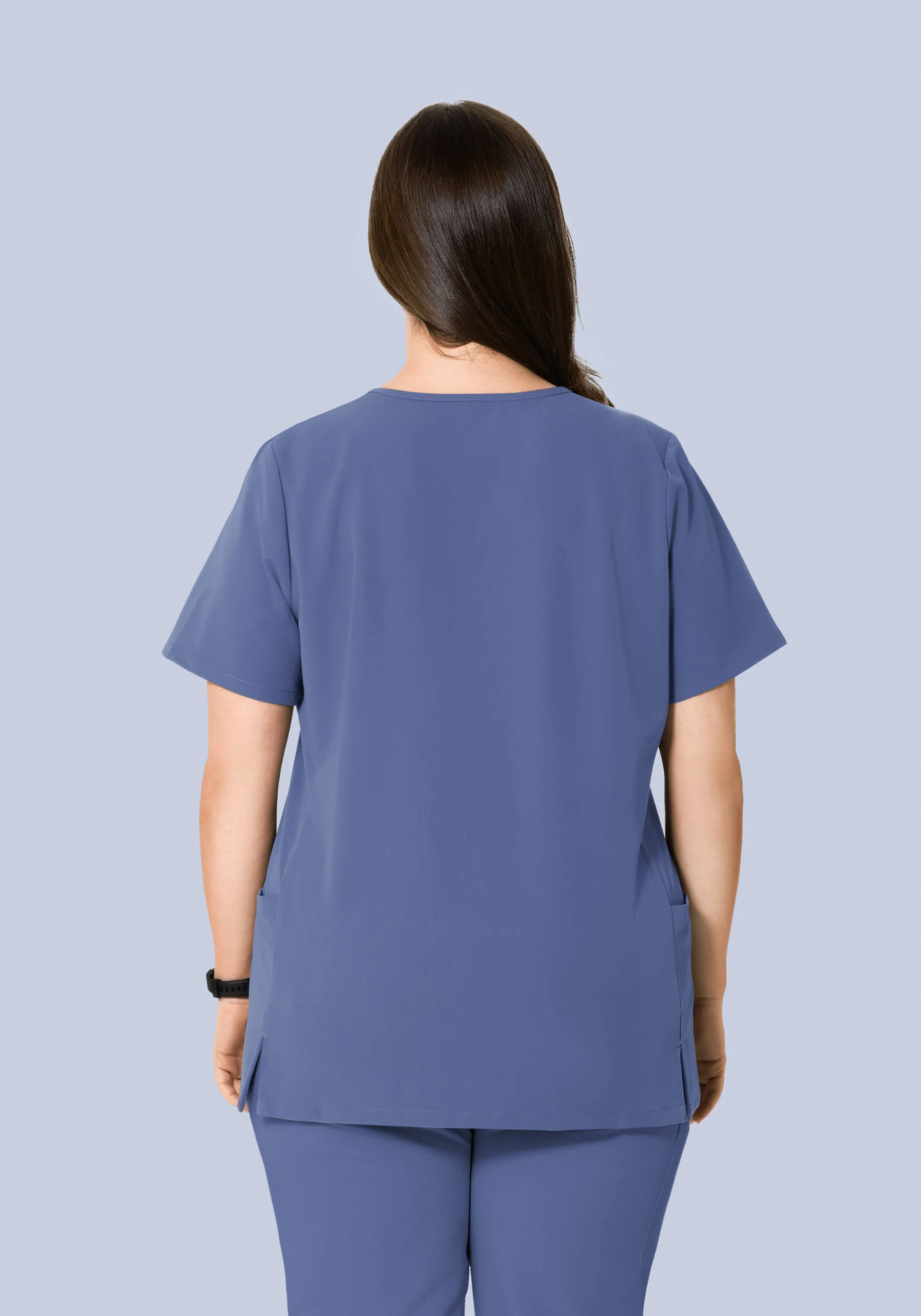 Curved V-Neck Top Deep Periwinkle - Image 8