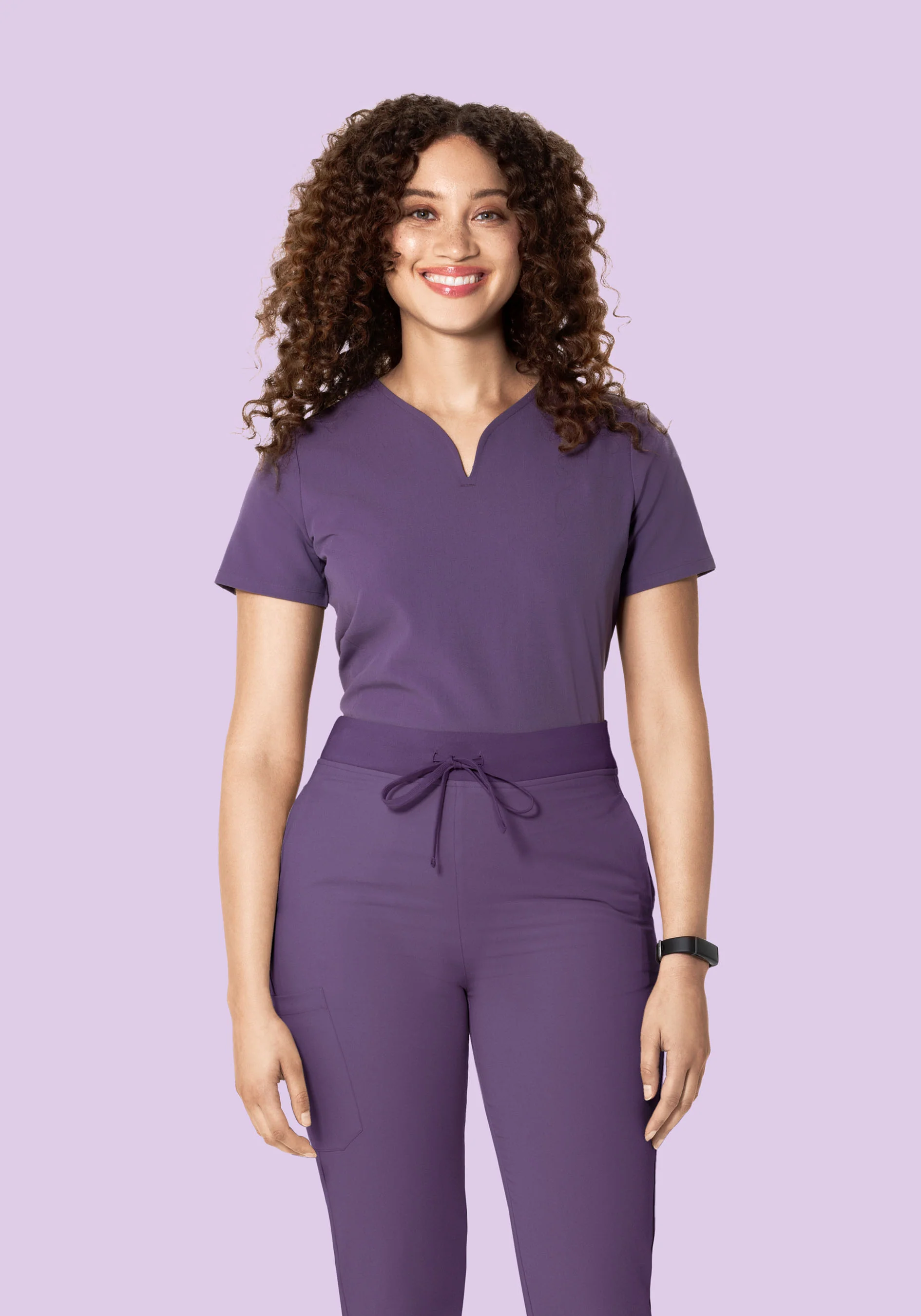 Curved V-Neck Top Dewberry - Image 4