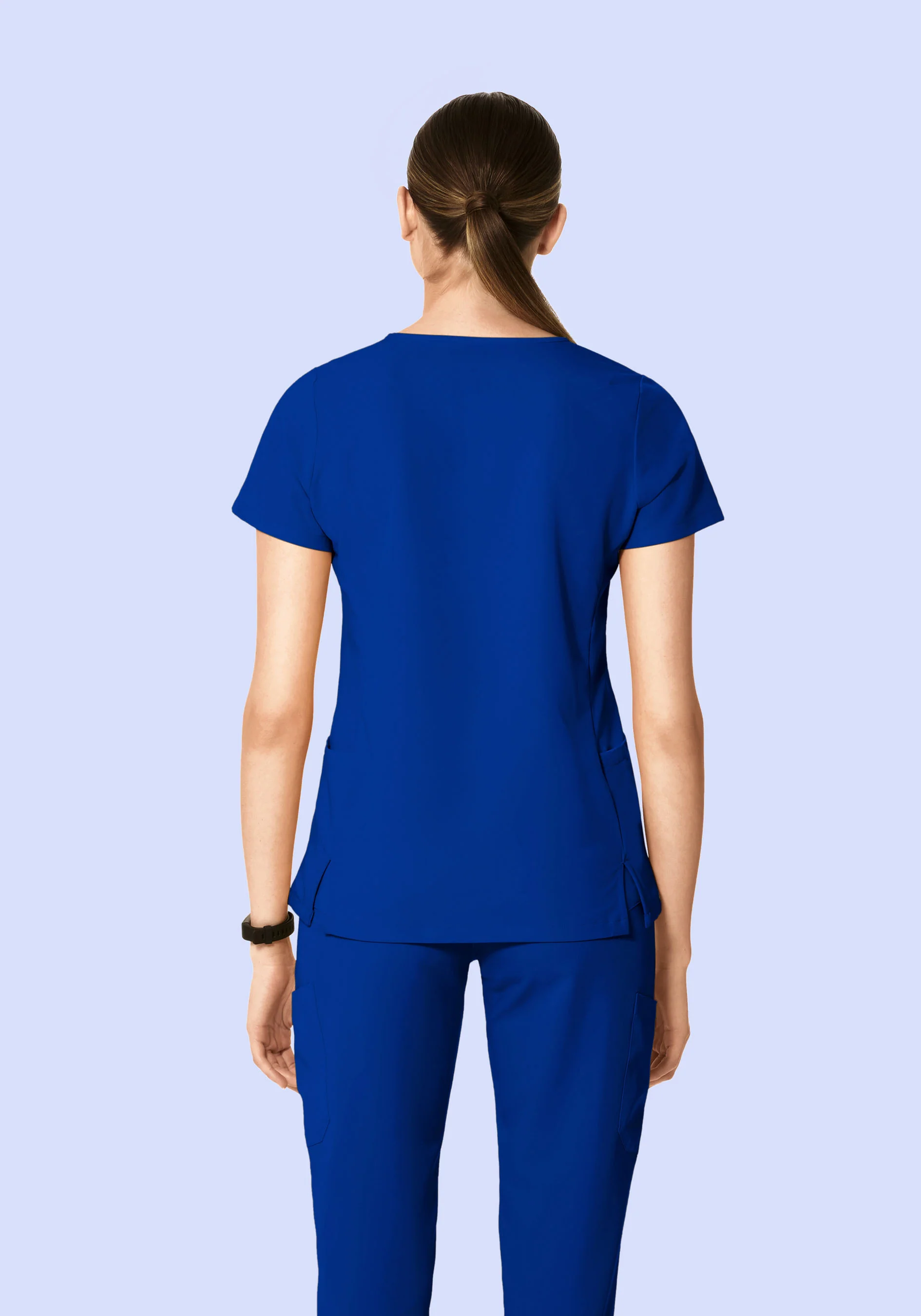 Curved V-Neck Top Galaxy Blue - Image 5