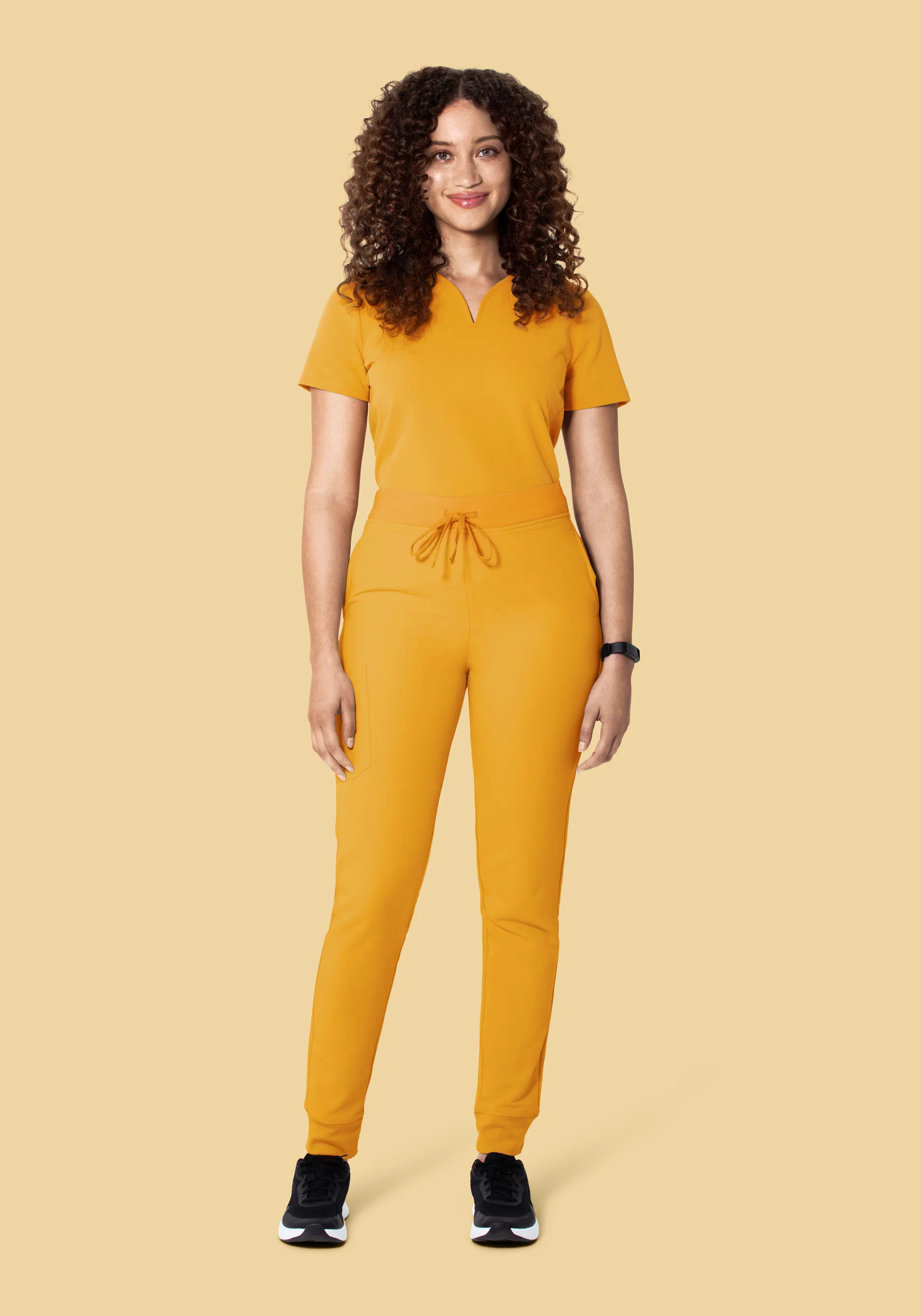 Curved V-Neck Top Honey - Image 4