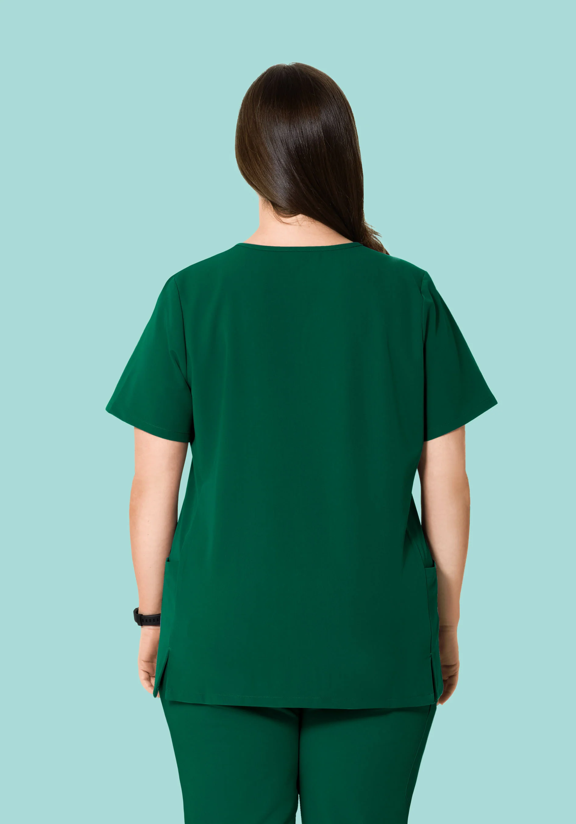 Curved V-Neck Top Hunter Green - Image 8