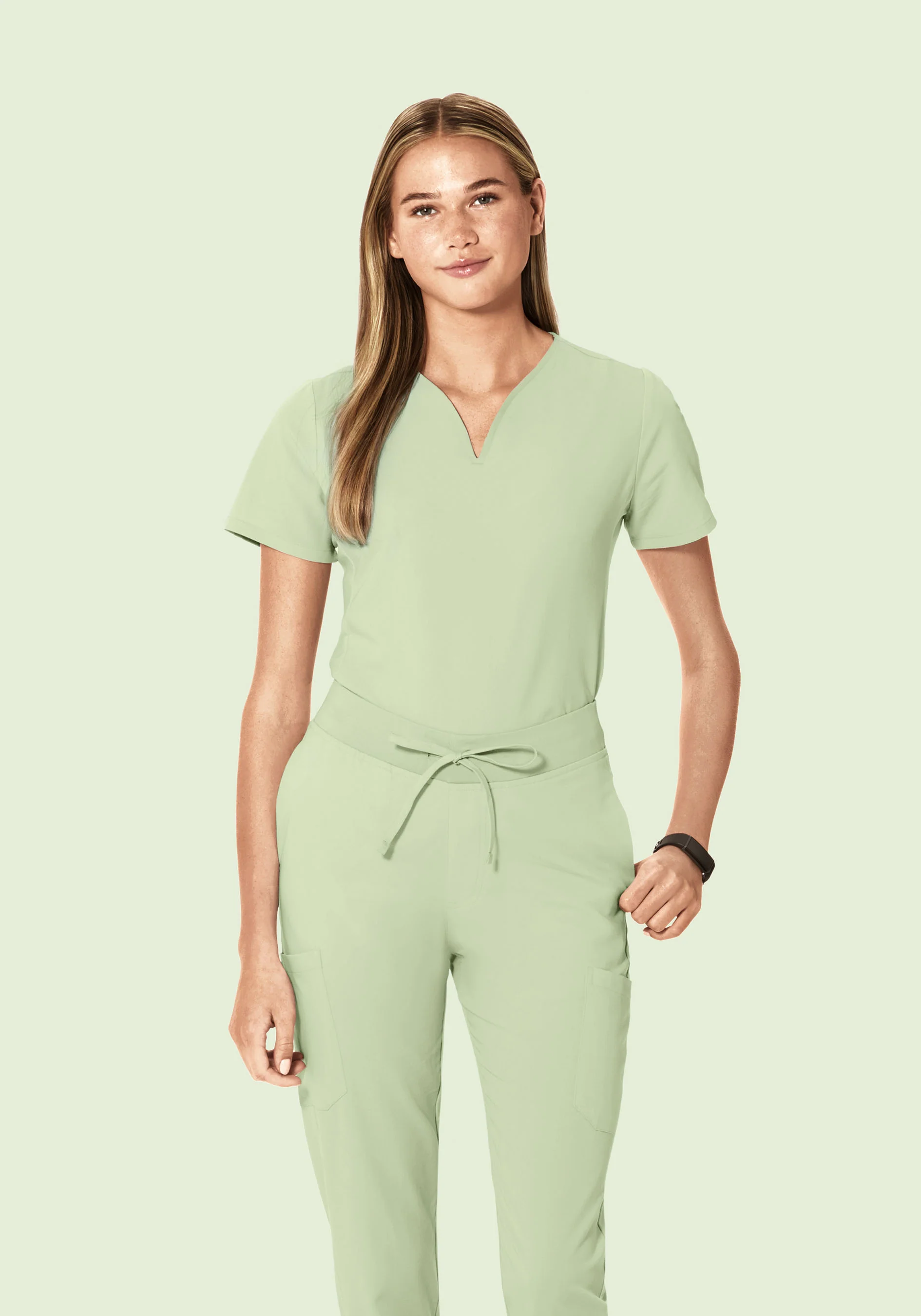 Curved V-Neck Top Matcha - Image 2