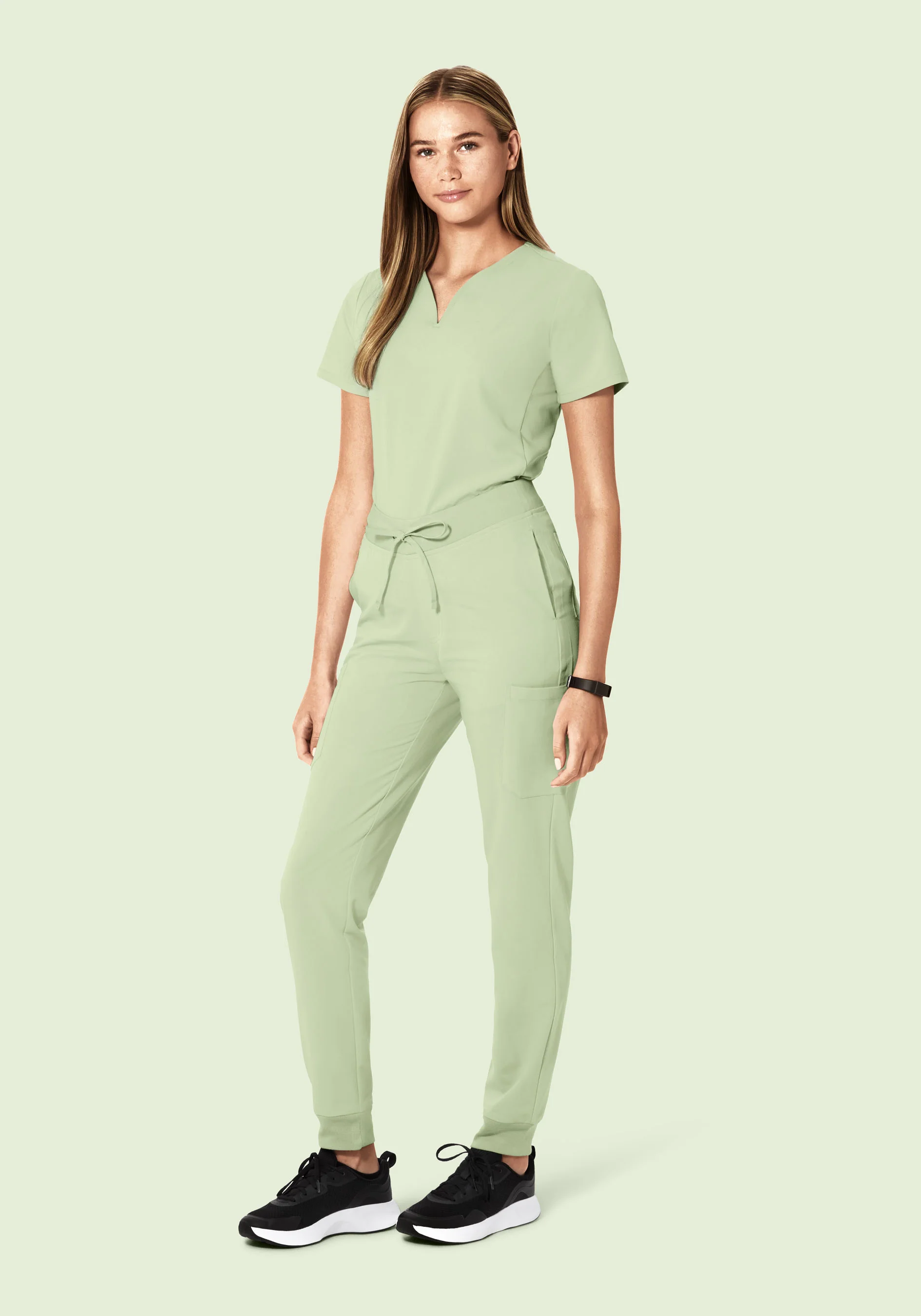 Curved V-Neck Top Matcha - Image 3