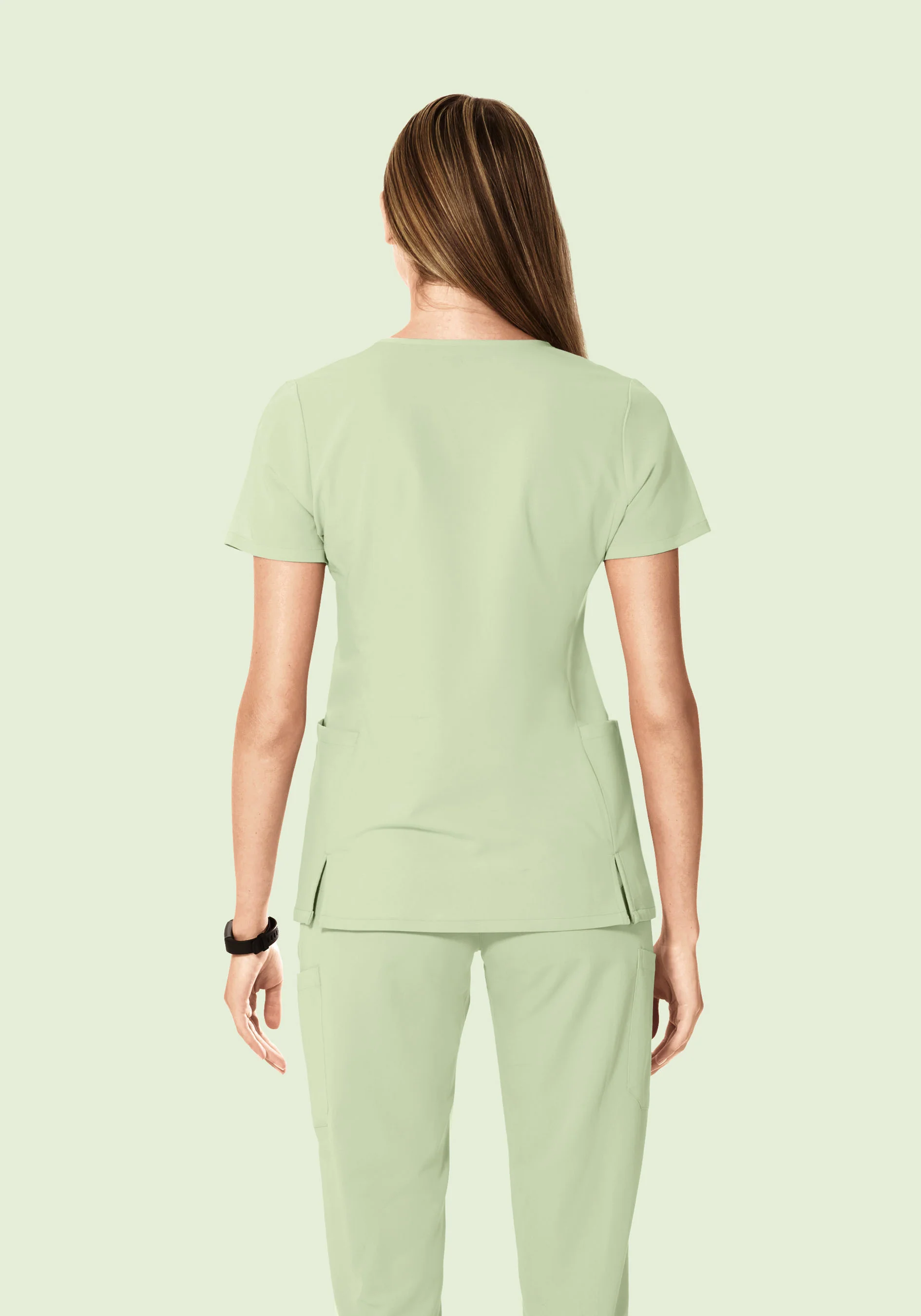 Curved V-Neck Top Matcha - Image 4