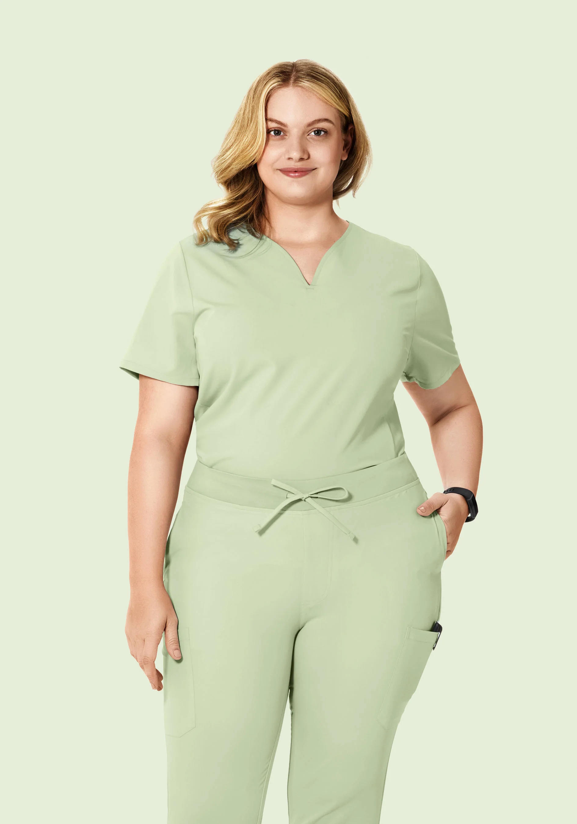 Curved V-Neck Top Matcha - Image 6