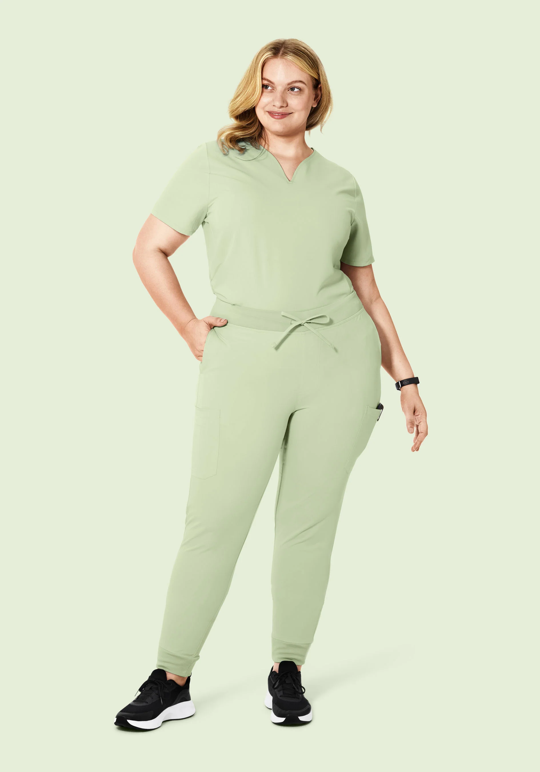 Curved V-Neck Top Matcha - Image 7
