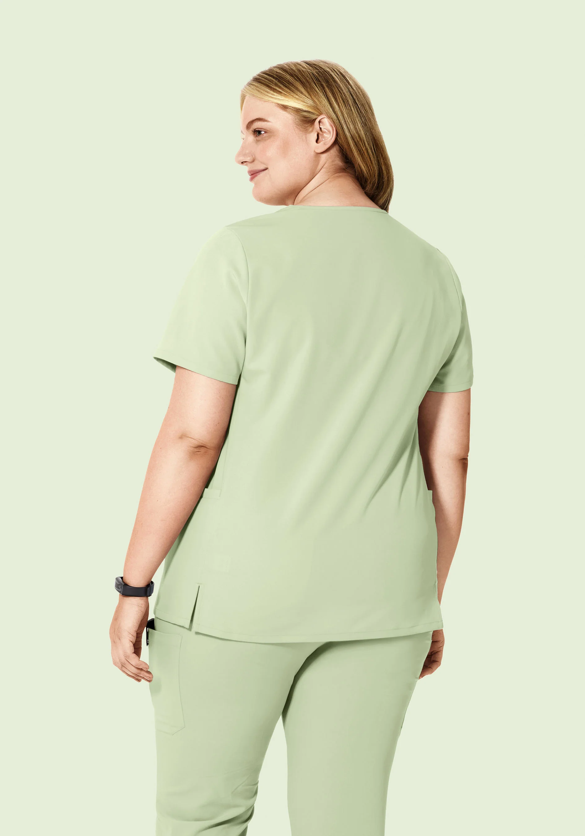 Curved V-Neck Top Matcha - Image 8