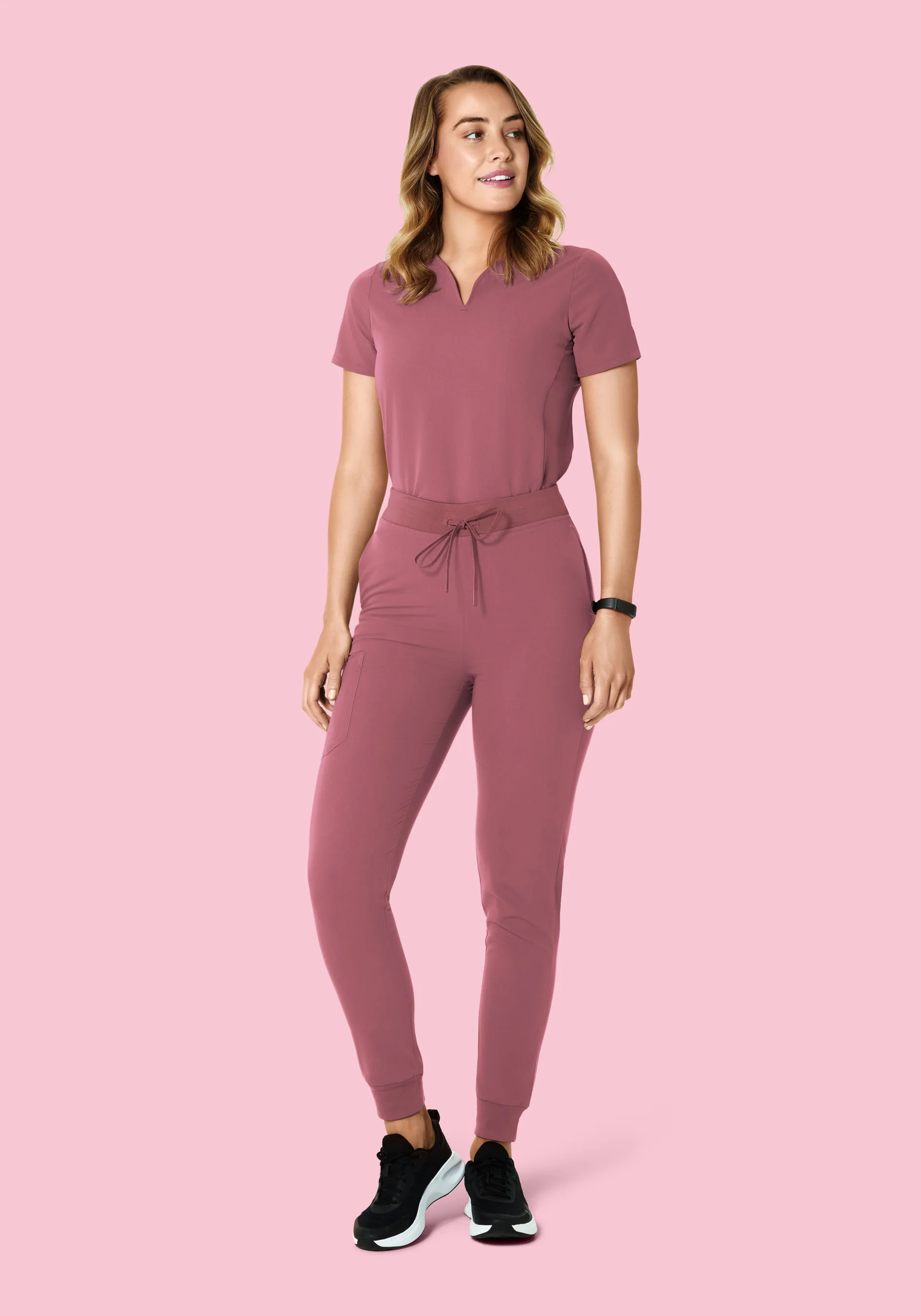Curved V-Neck Top Mauve - Image 3