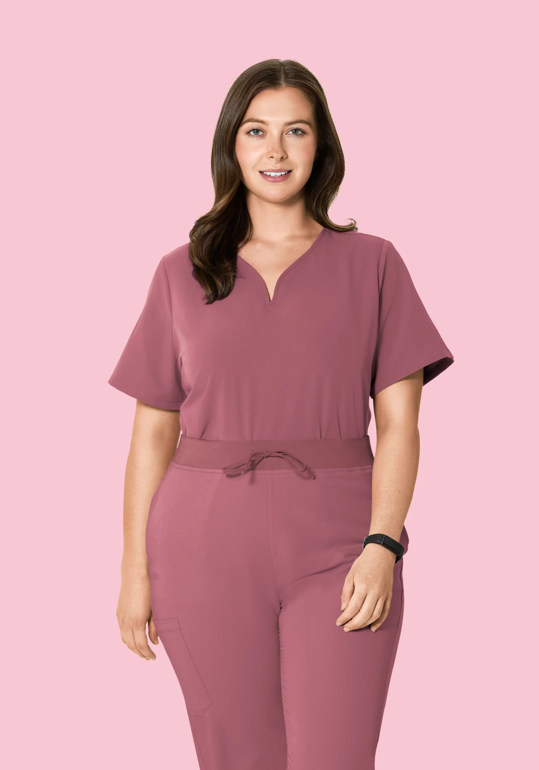 Curved V-Neck Top Mauve - Image 6