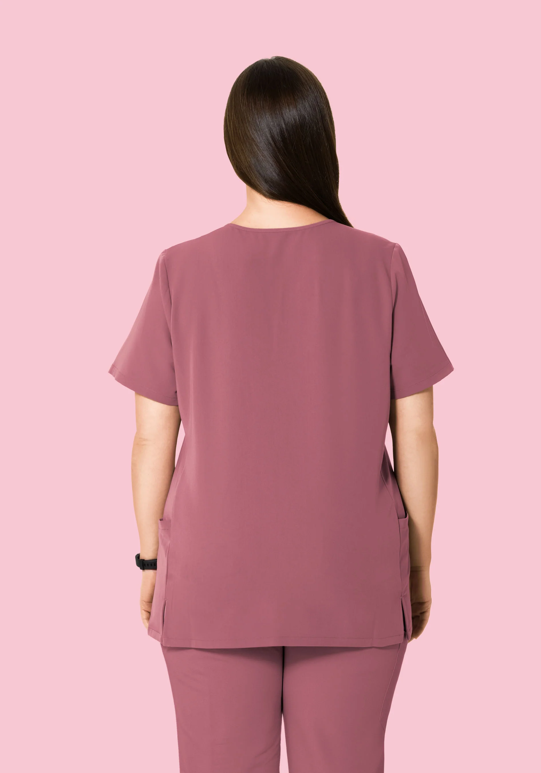 Curved V-Neck Top Mauve - Image 8
