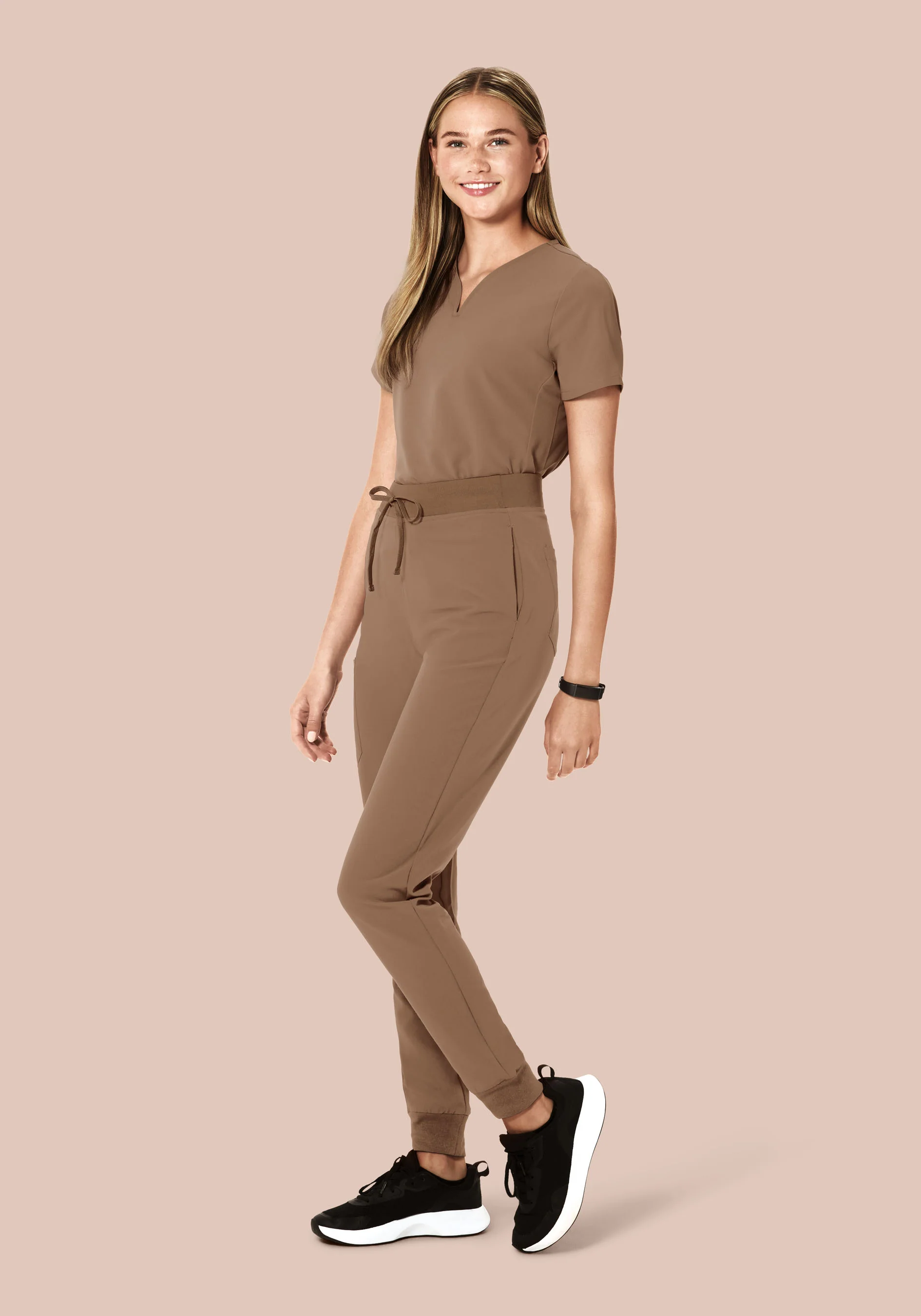 Curved V-Neck Top Mocha - Image 3
