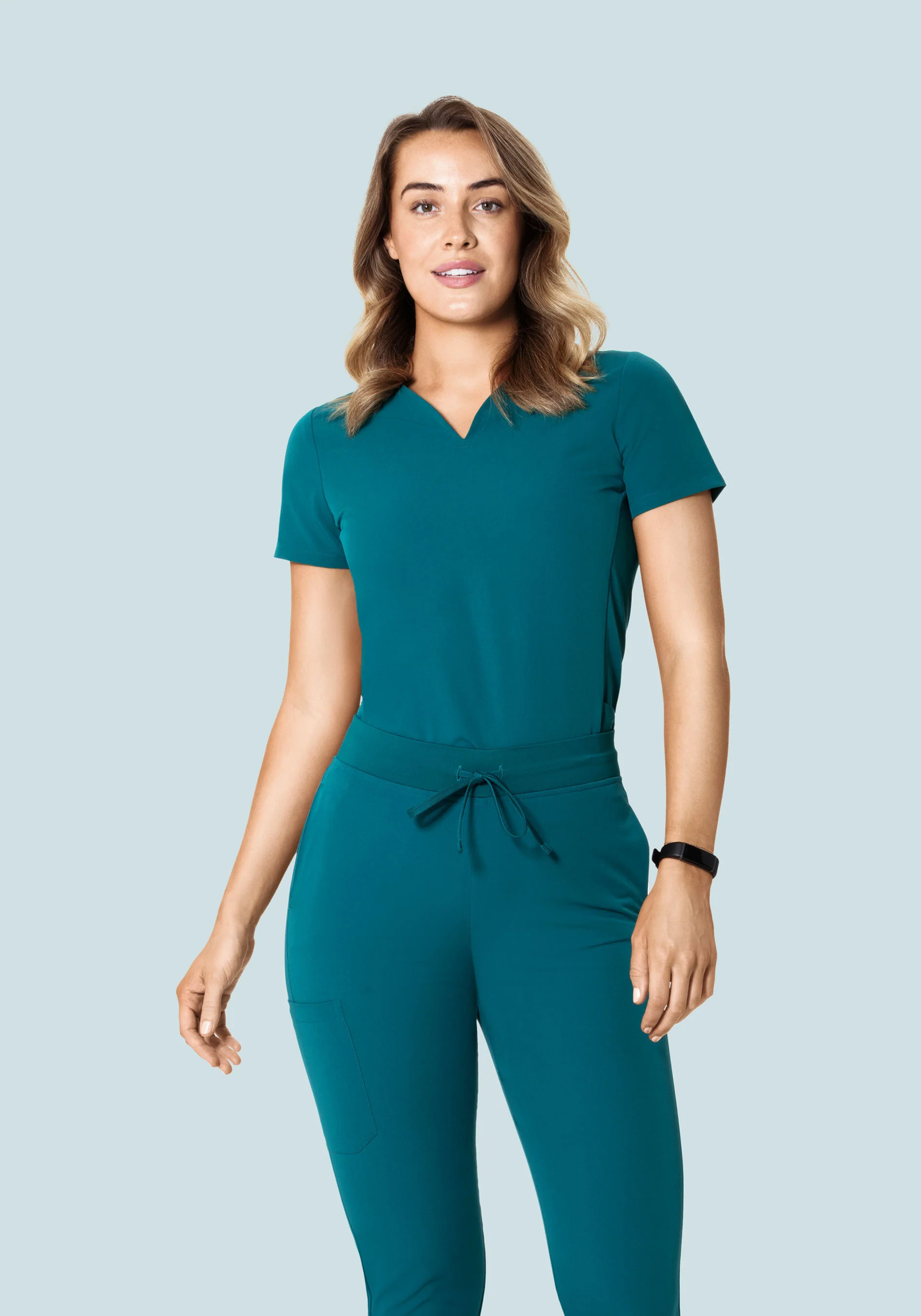 Curved V-Neck Top Peacock - Image 3