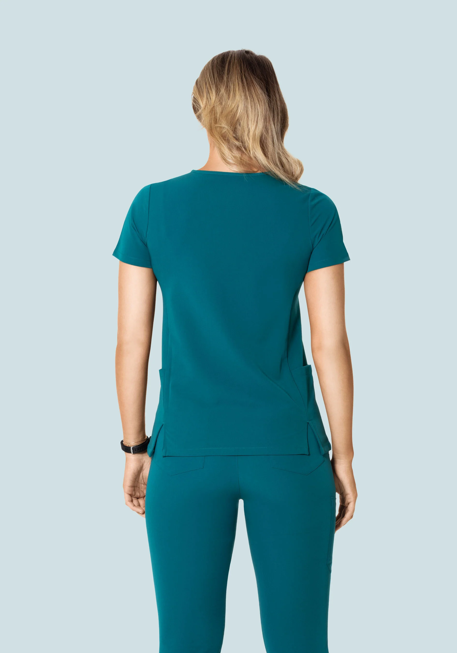 Curved V-Neck Top Peacock - Image 6