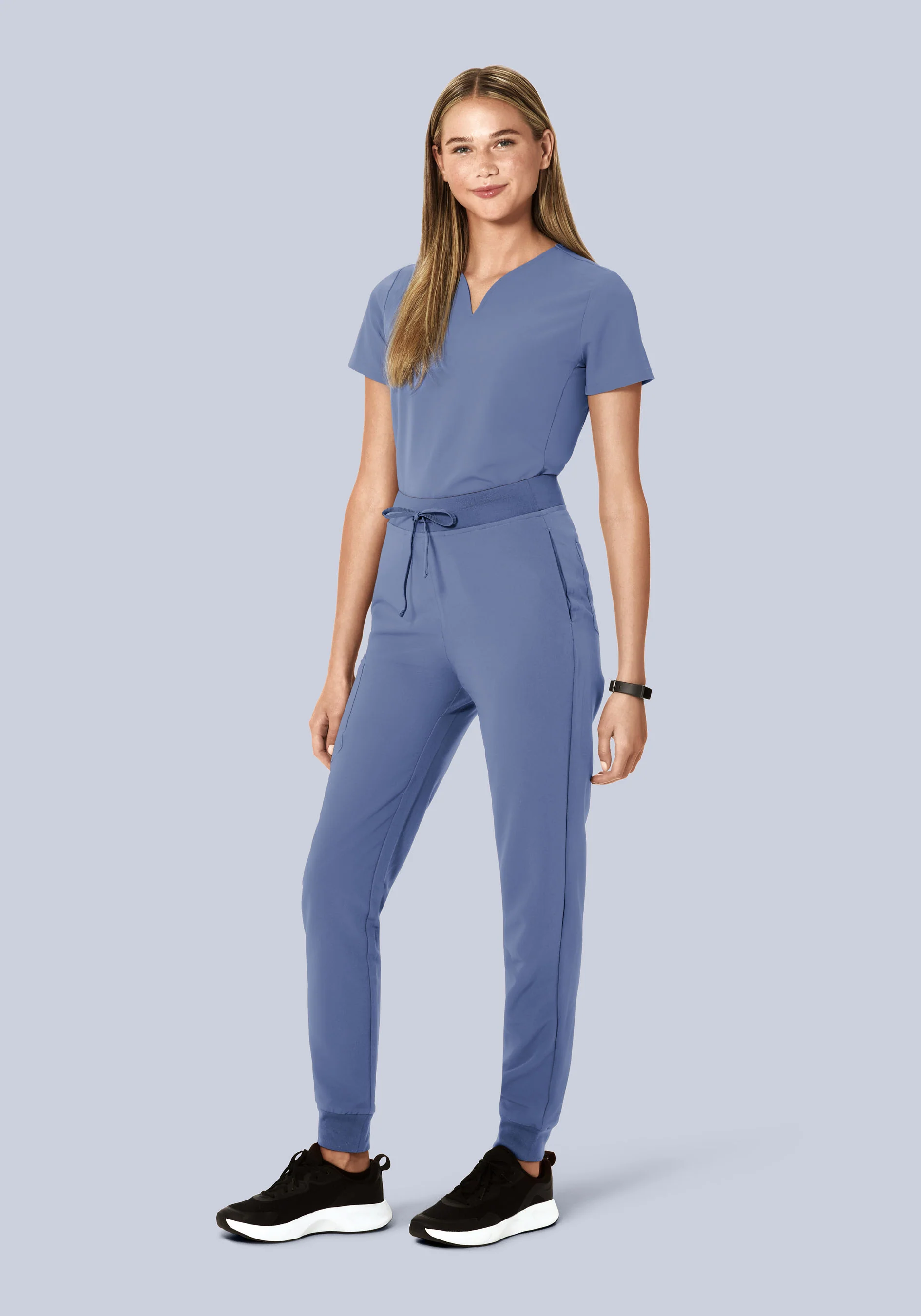 Curved V-Neck Top Periwinkle - Image 3