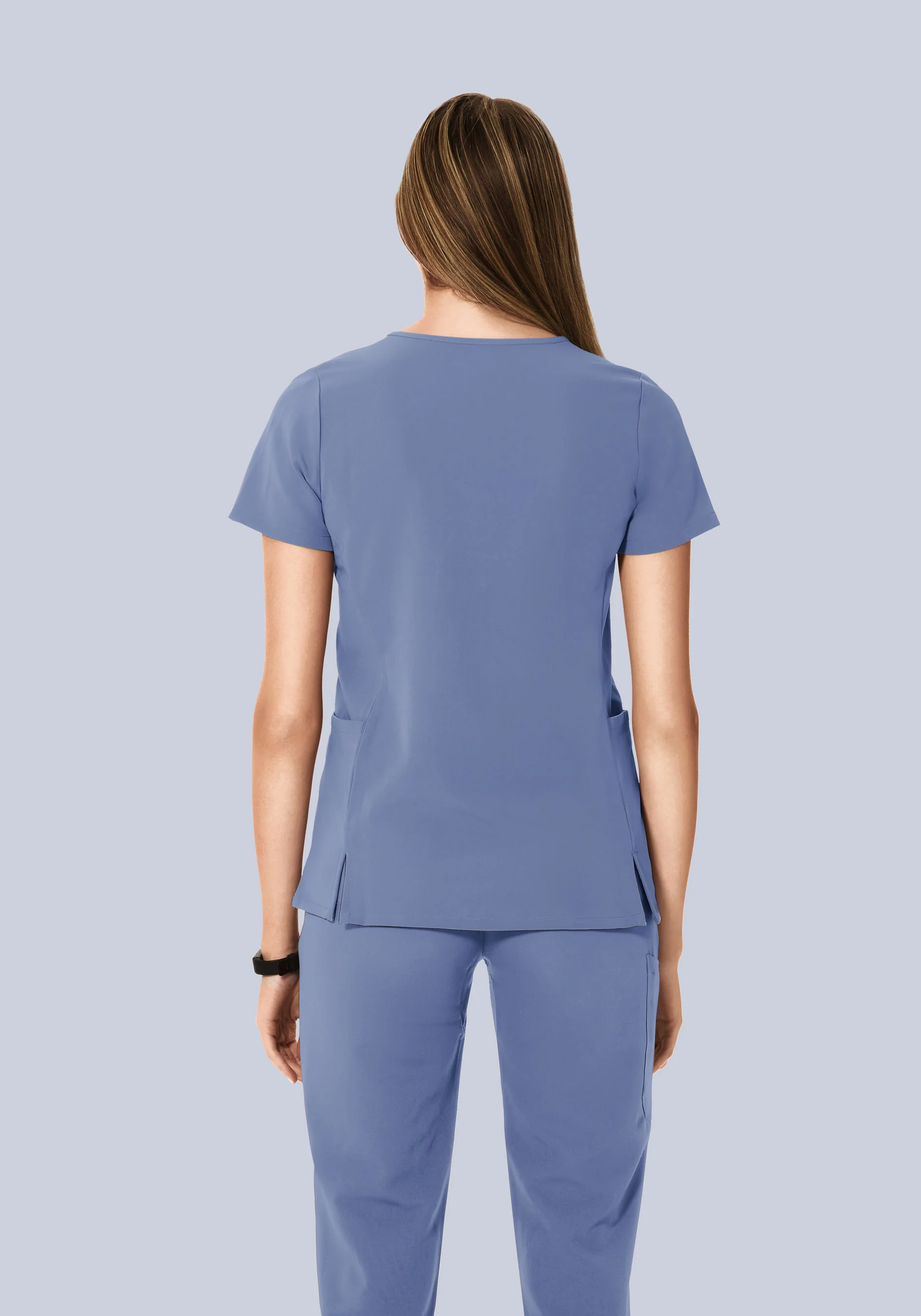 Curved V-Neck Top Periwinkle - Image 4