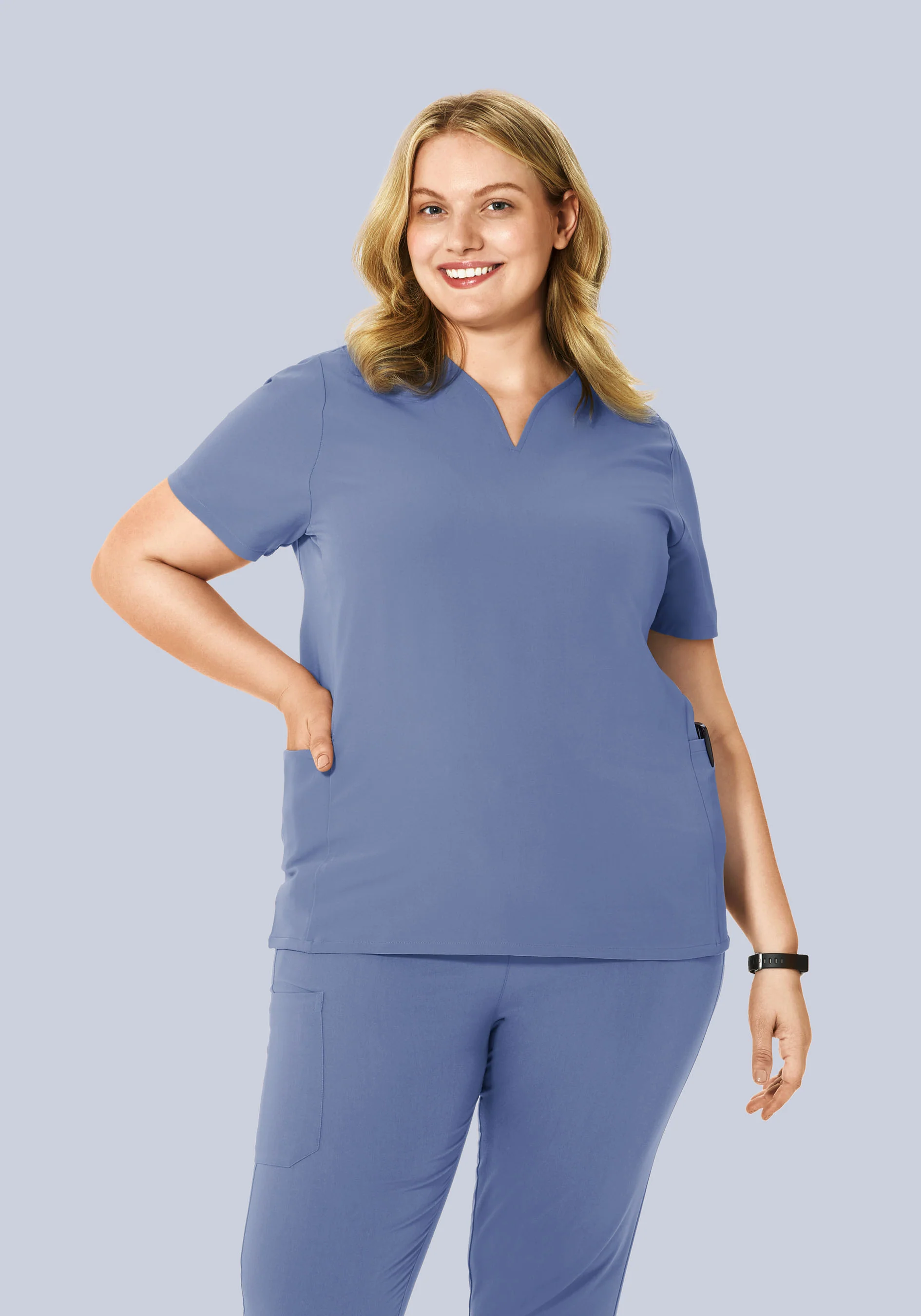 Curved V-Neck Top Periwinkle - Image 5