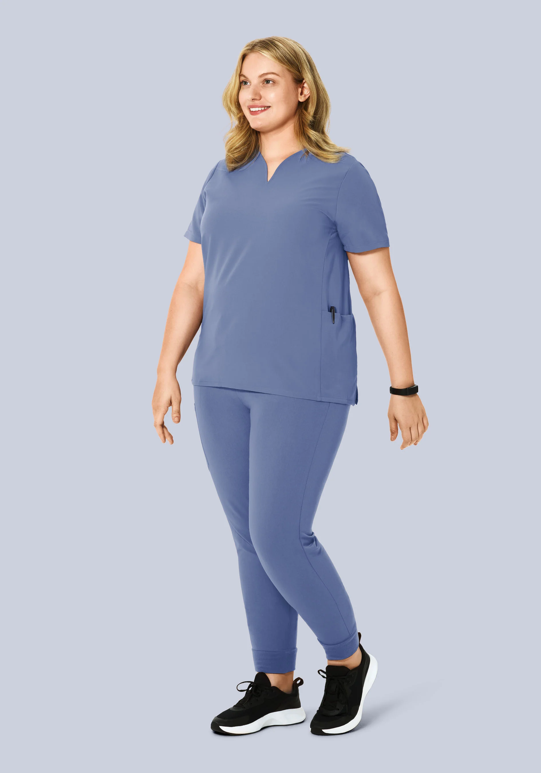 Curved V-Neck Top Periwinkle - Image 7