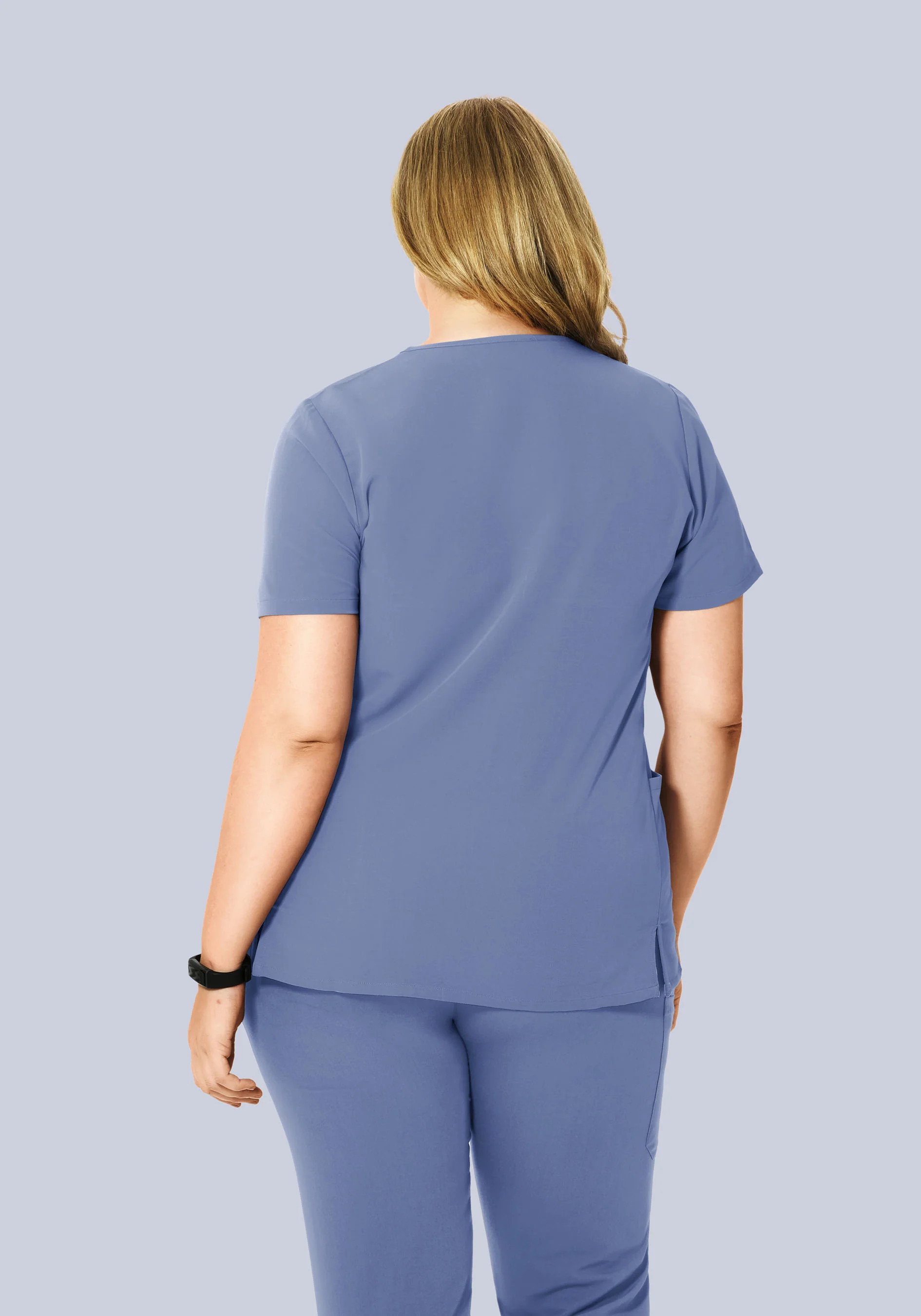 Curved V-Neck Top Periwinkle - Image 8