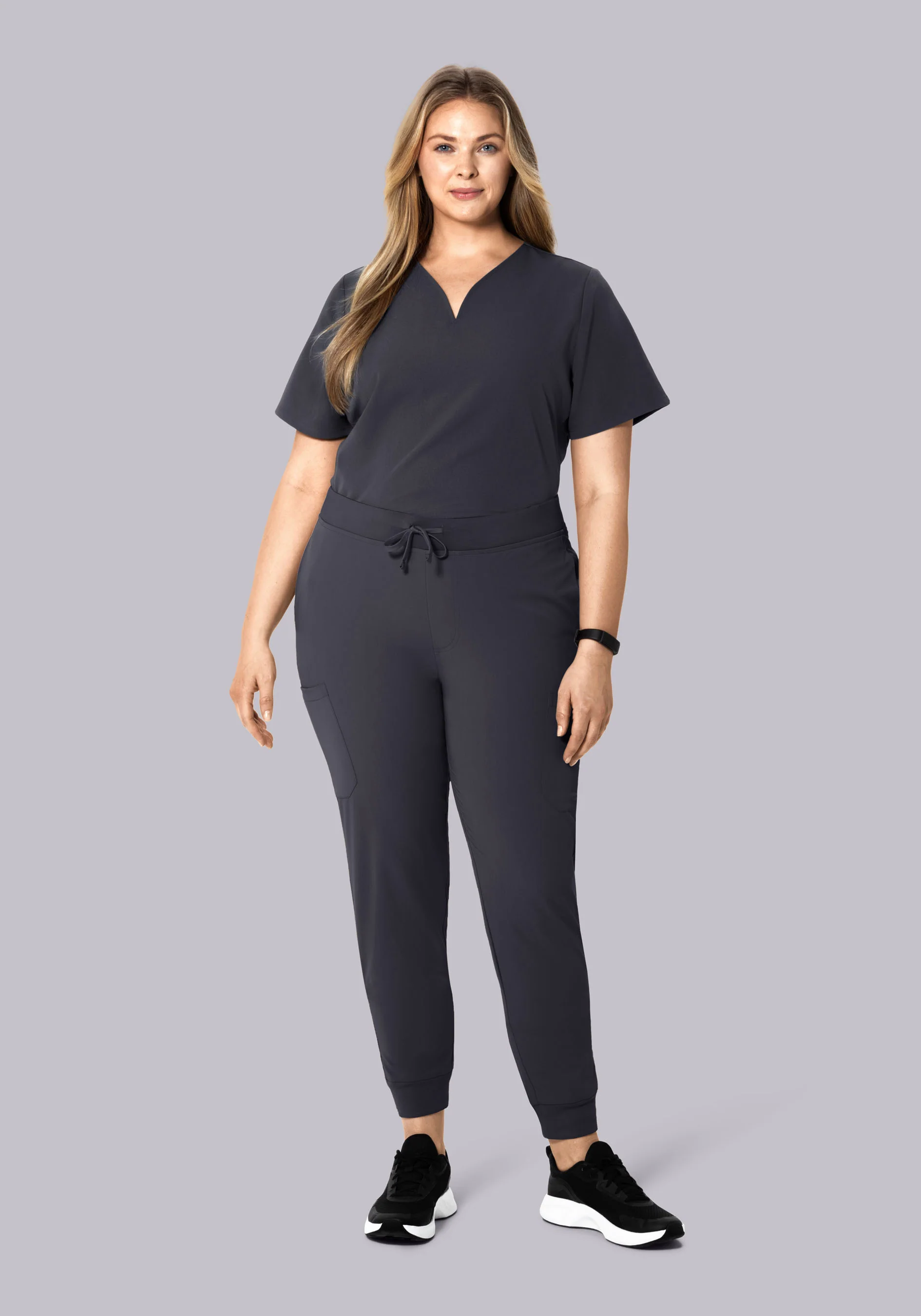 Curved V-Neck Top Pewter - Image 8