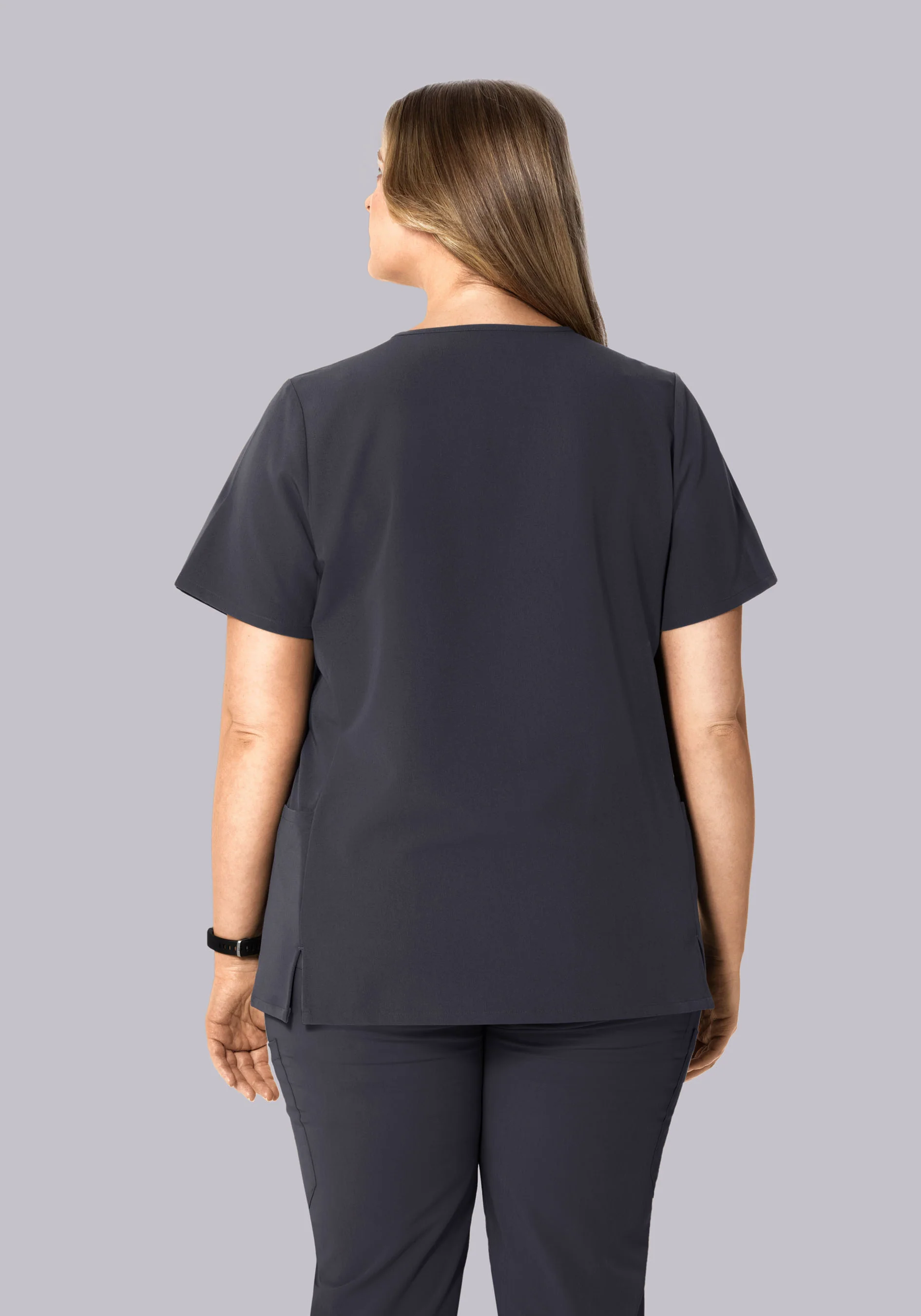 Curved V-Neck Top Pewter - Image 9