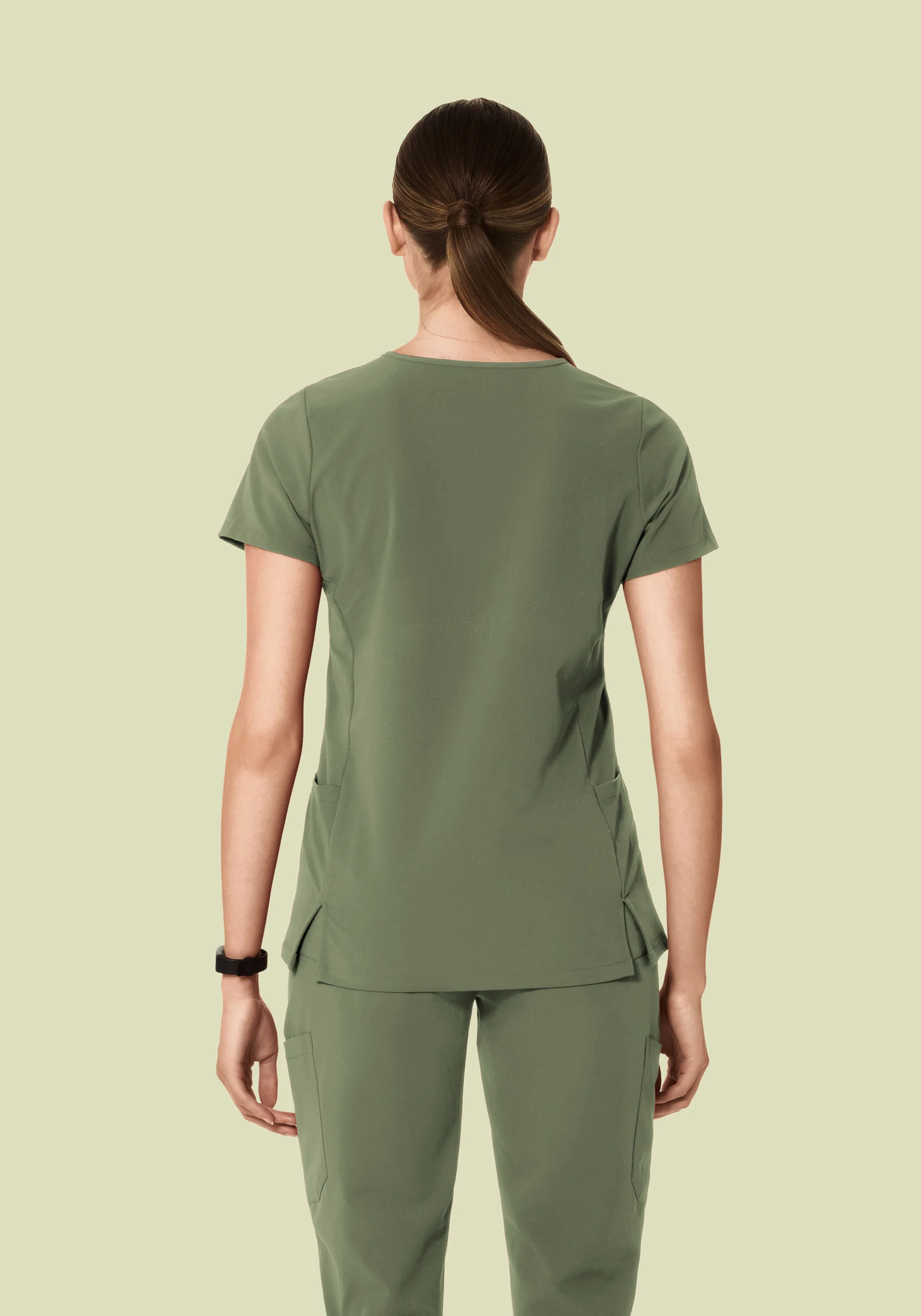 Curved V-Neck Top Sage - Image 5
