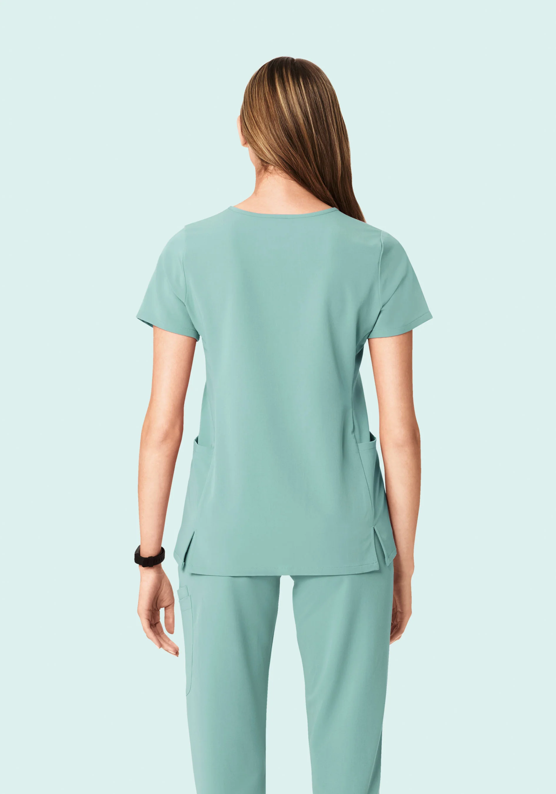Curved V-Neck Top Tourmaline - Image 5