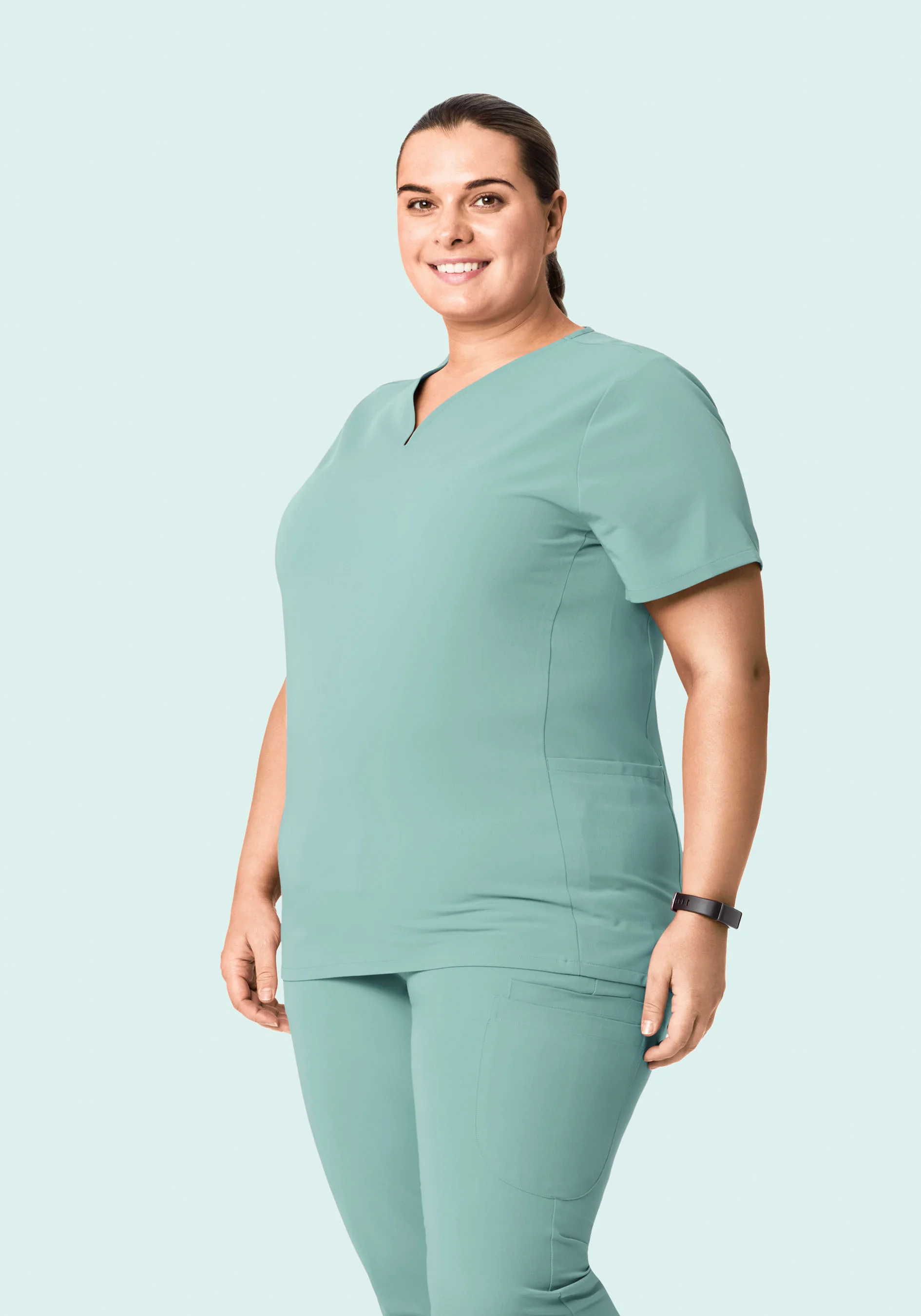 Curved V-Neck Top Tourmaline - Image 6