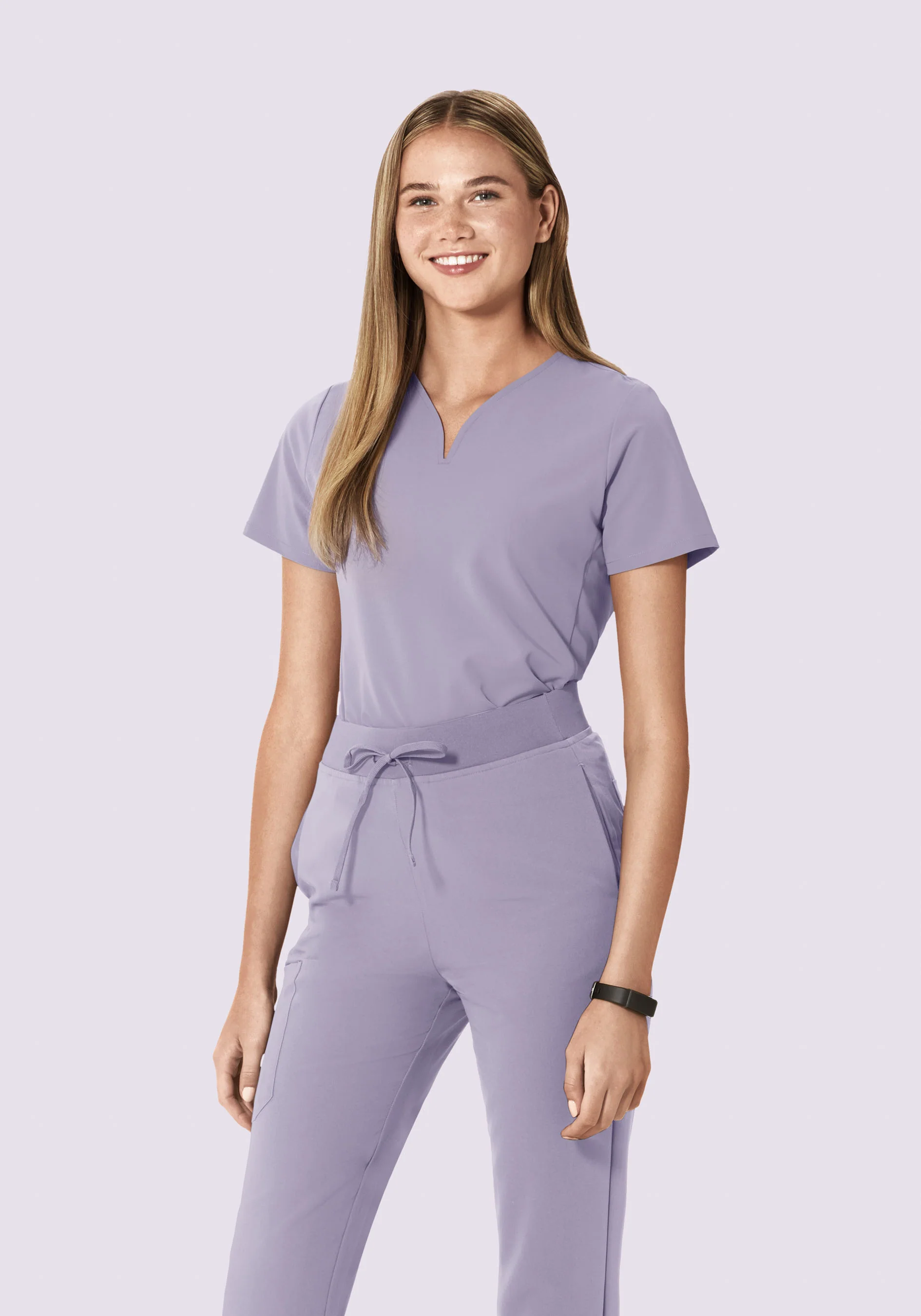 Curved V-Neck Top Ube - Image 2