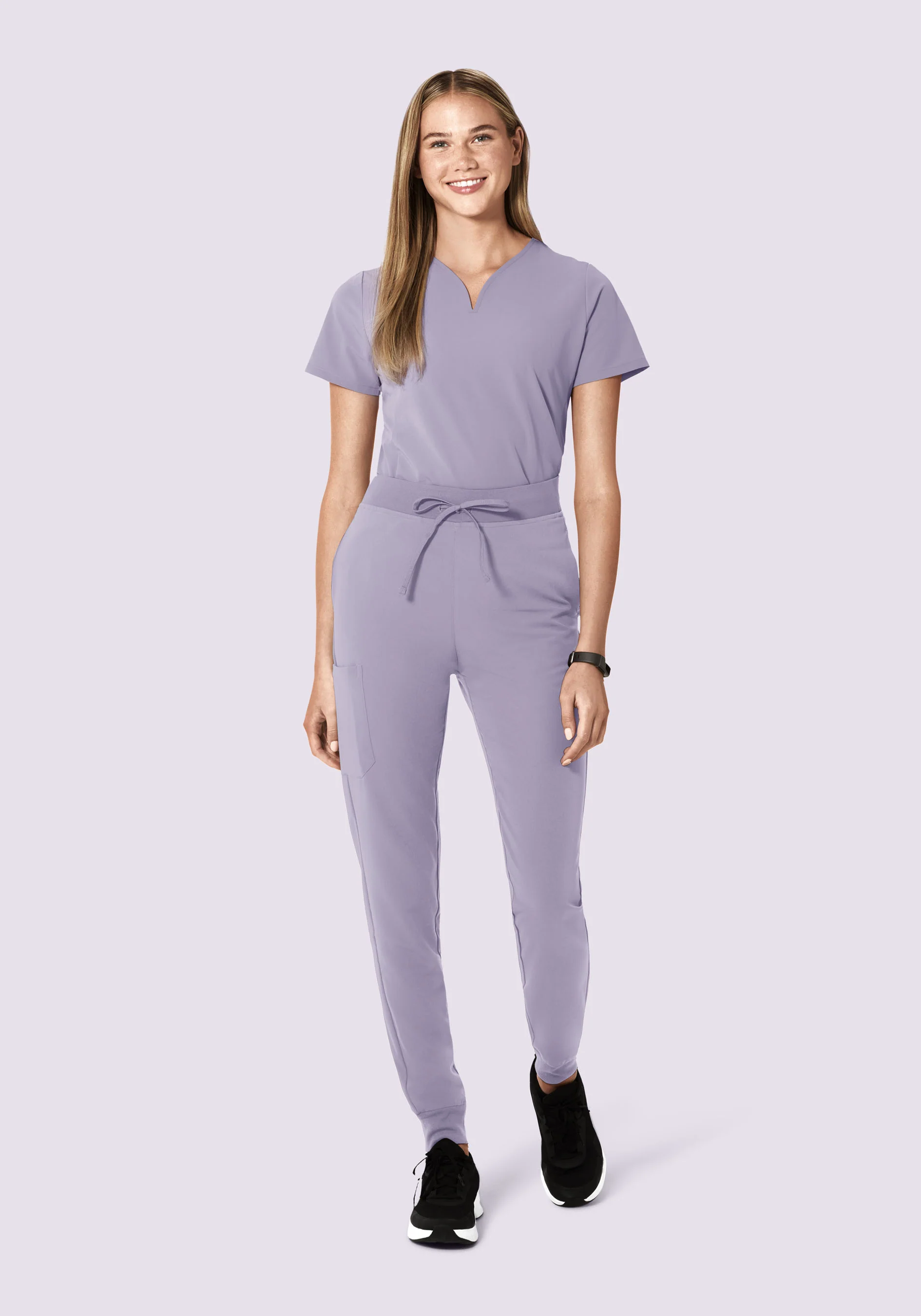 Curved V-Neck Top Ube - Image 3