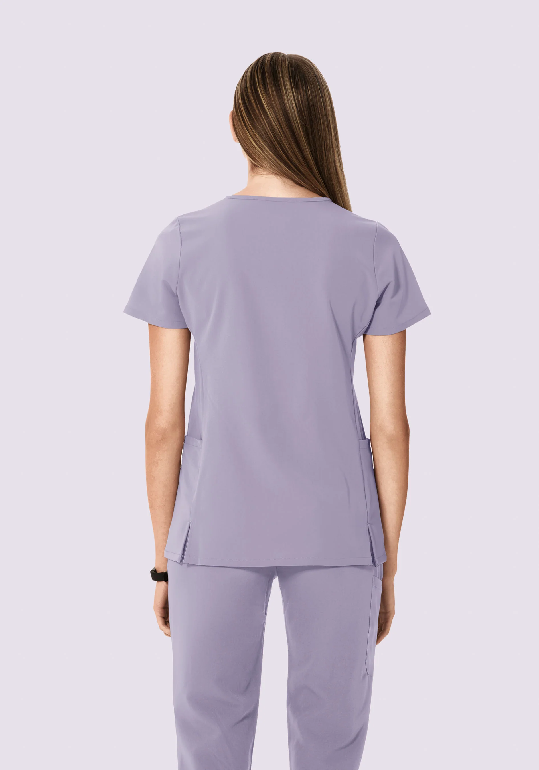 Curved V-Neck Top Ube - Image 4