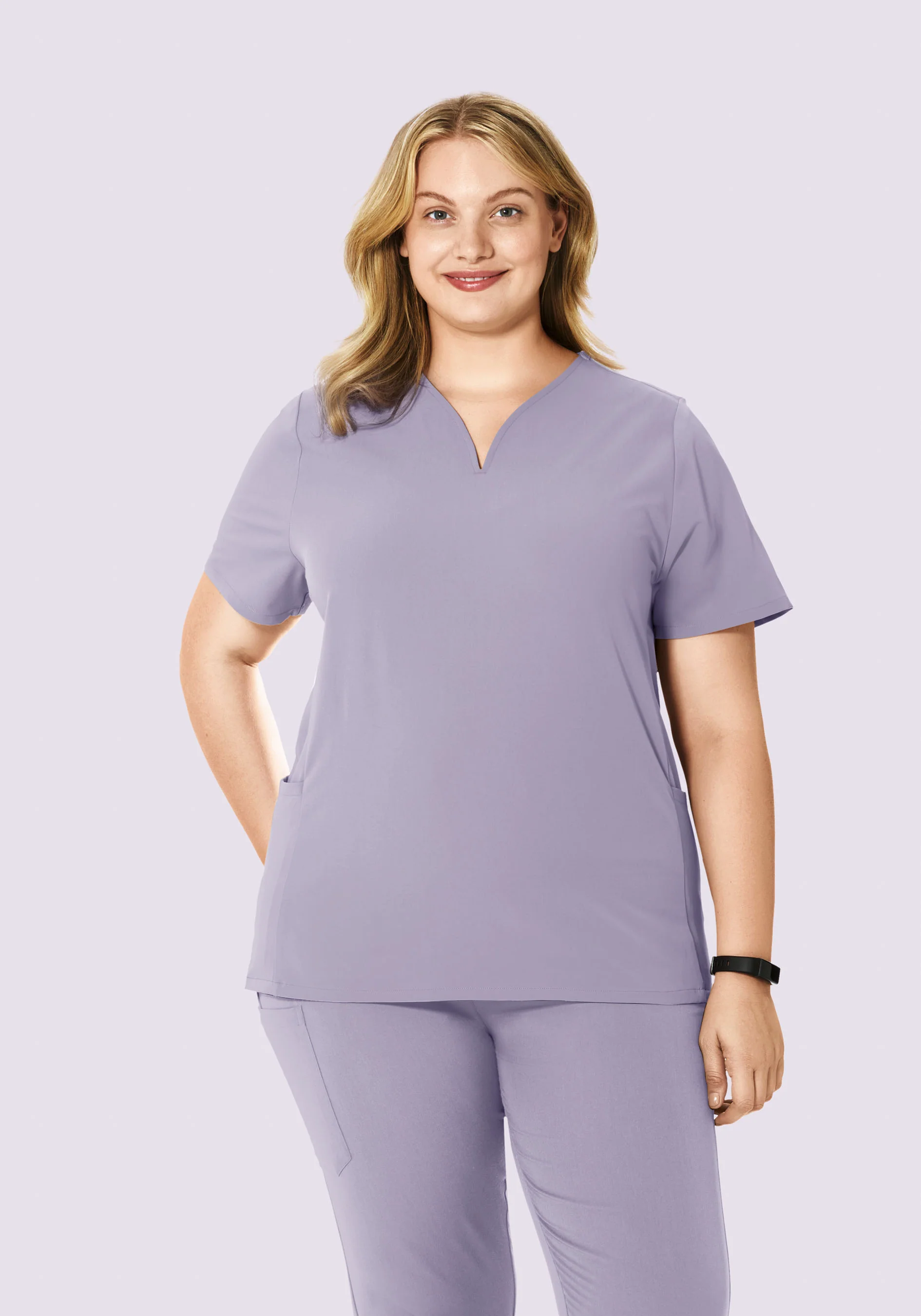 Curved V-Neck Top Ube - Image 5