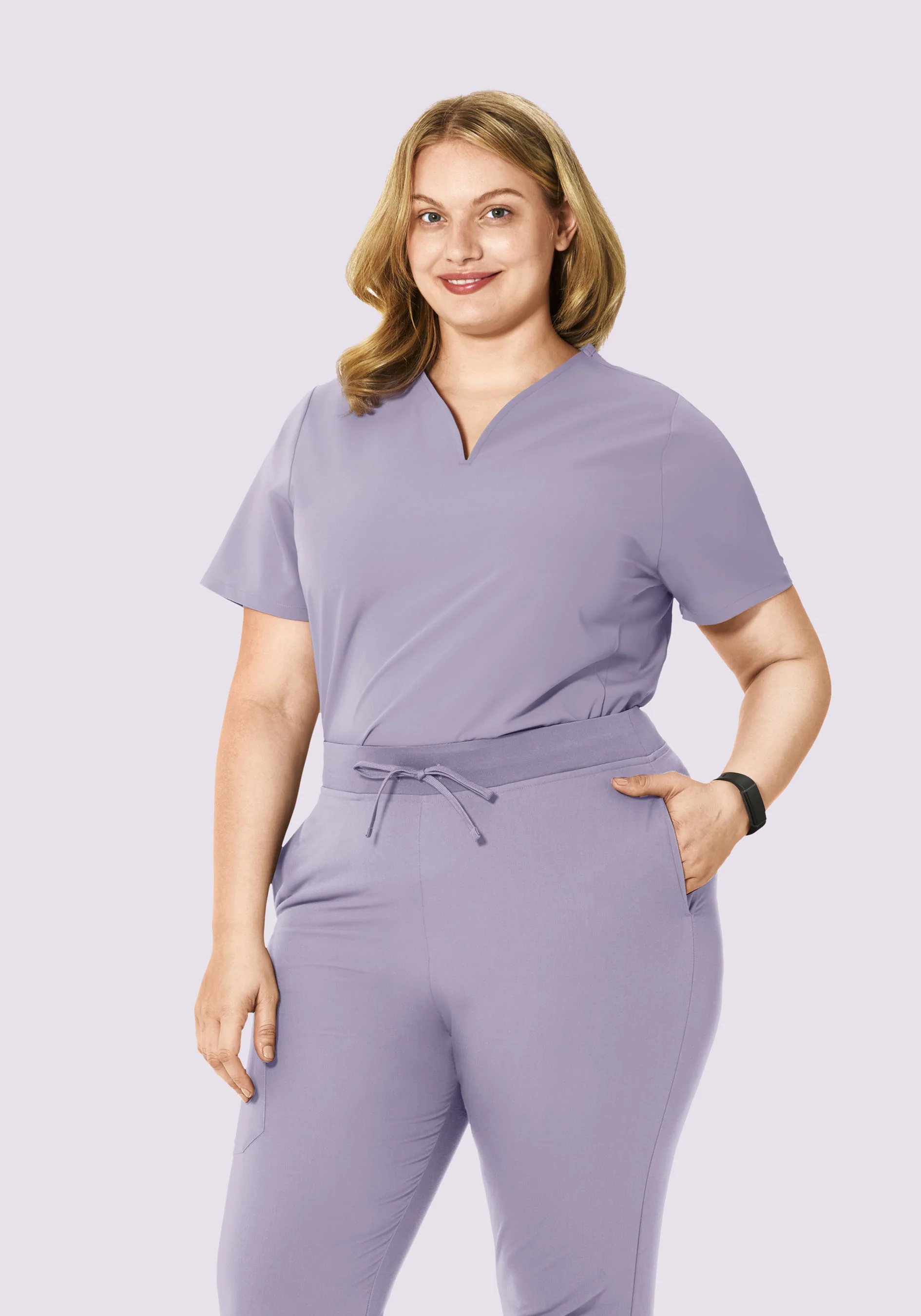 Curved V-Neck Top Ube - Image 6