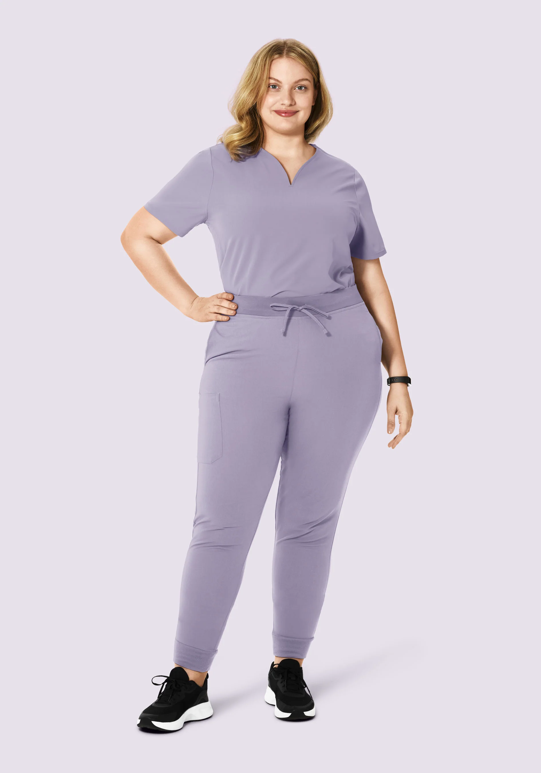 Curved V-Neck Top Ube - Image 7