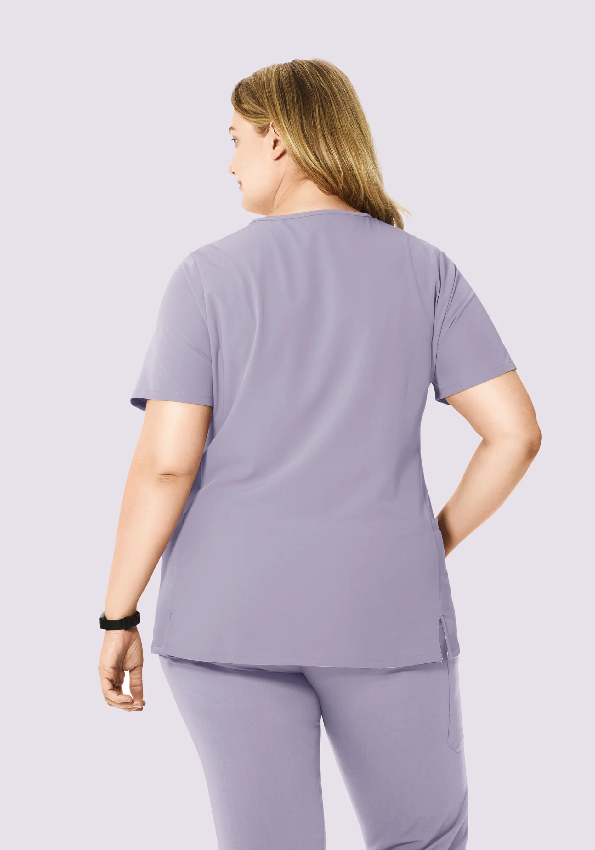 Curved V-Neck Top Ube - Image 8