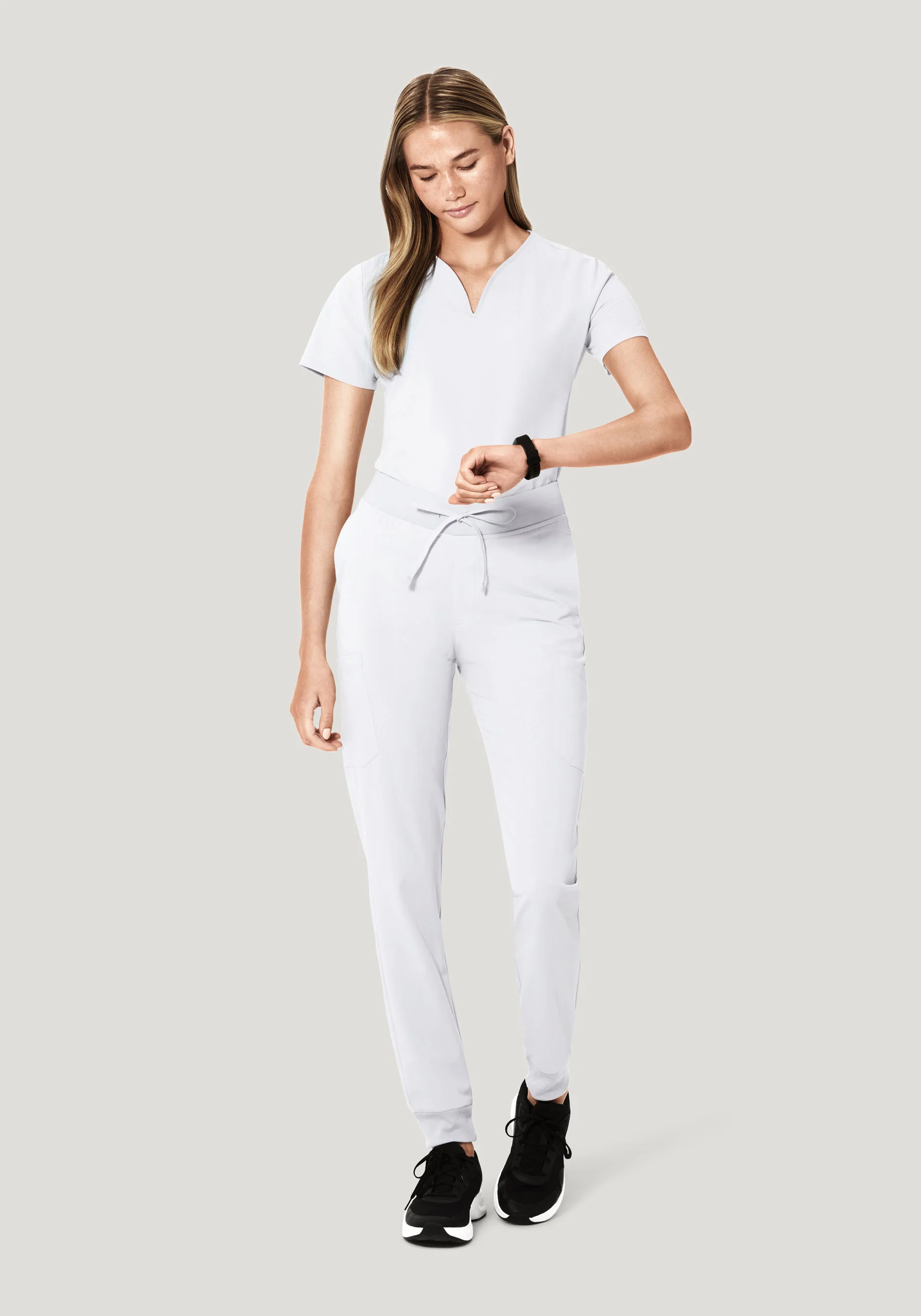 Curved V-Neck Top White - Image 3