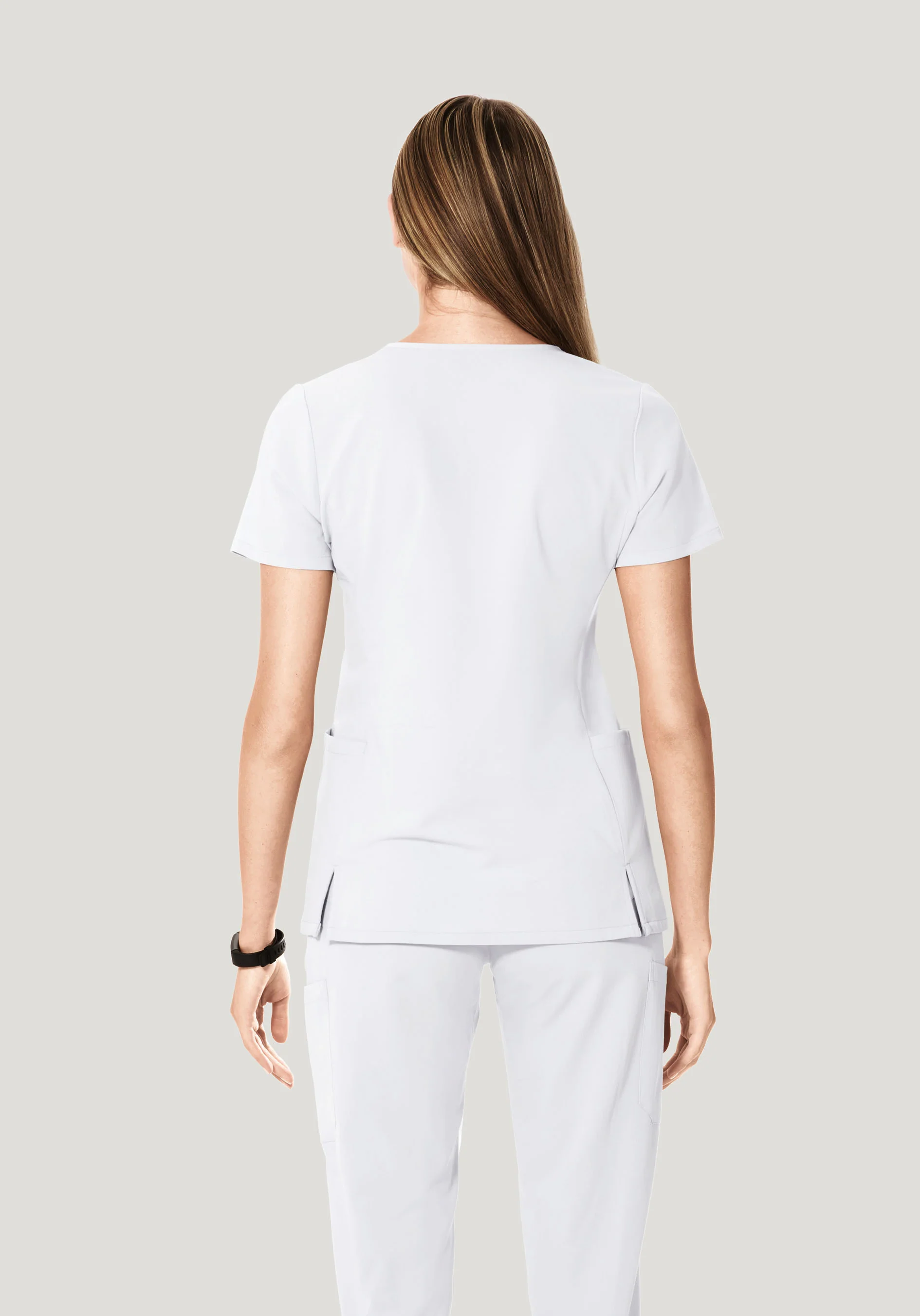 Curved V-Neck Top White - Image 4