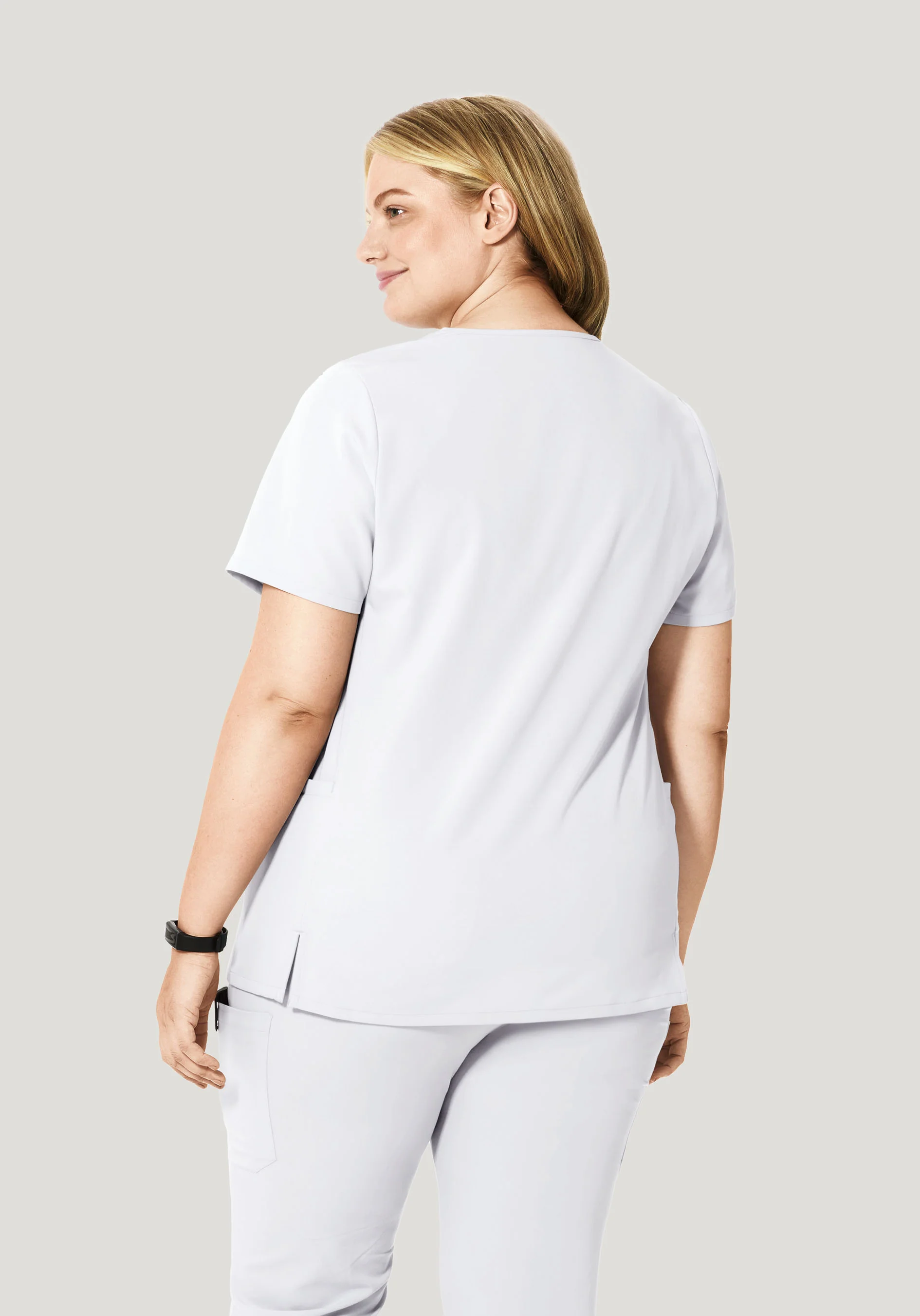 Curved V-Neck Top White - Image 8